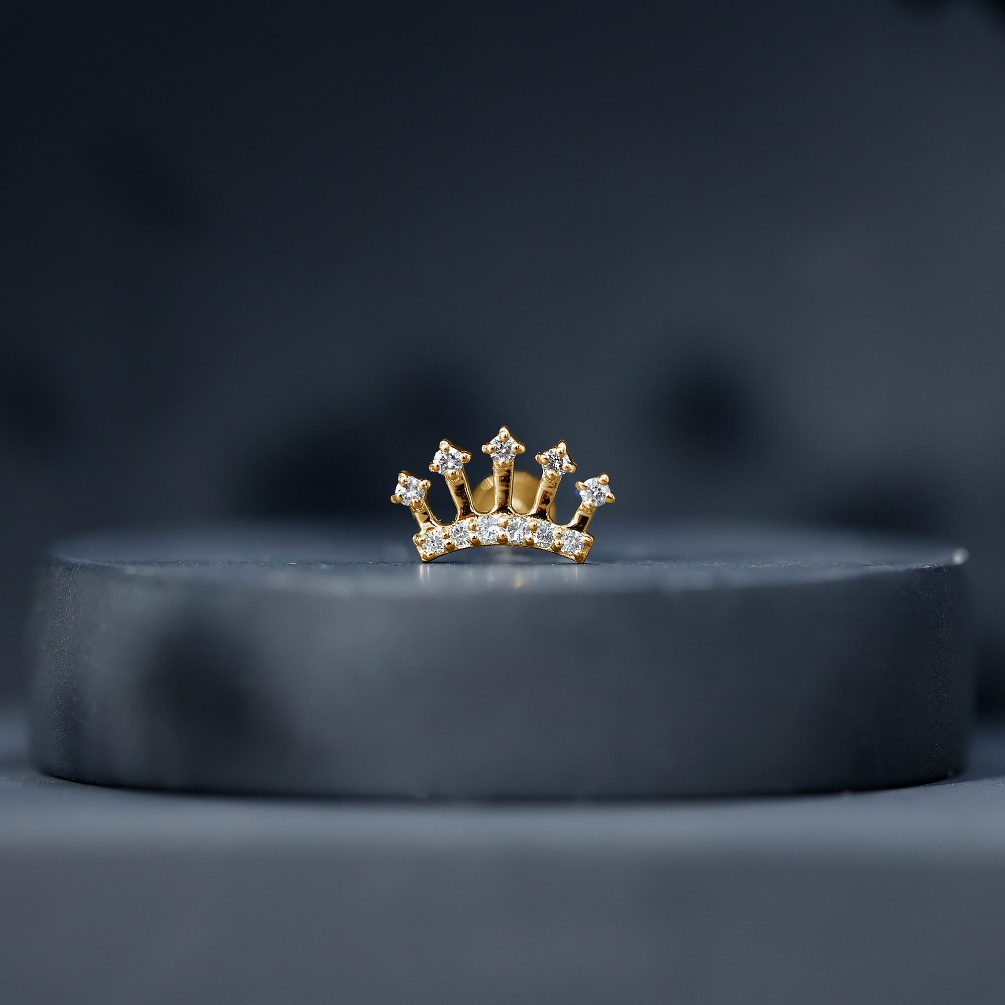 Certified Diamond Crown Earring for Helix Piercing Natural - ( HI-SI ) - Rosec Jewels