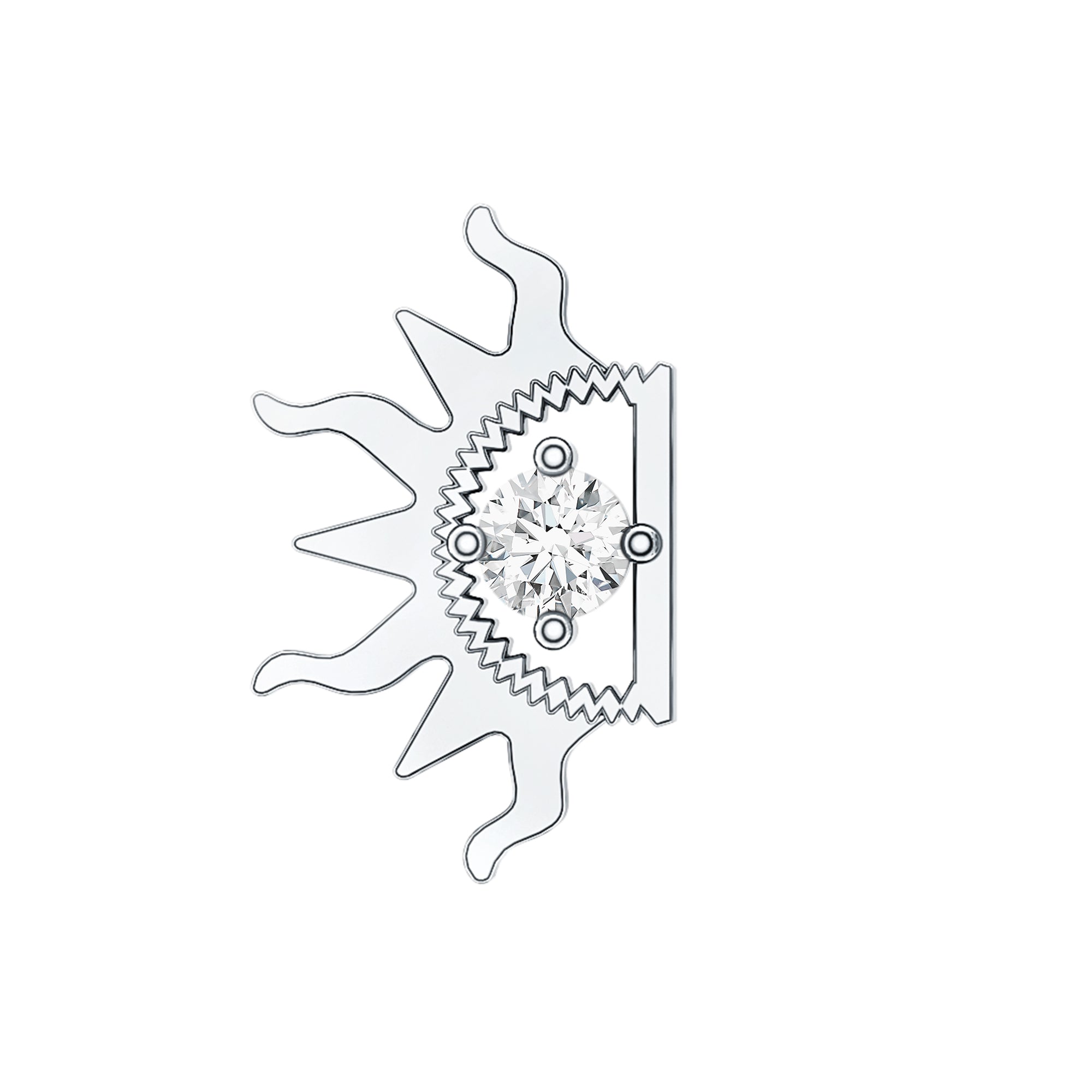 Diamond Half Sun Tragus Earring Natural - ( HI-SI ) - Rosec Jewels