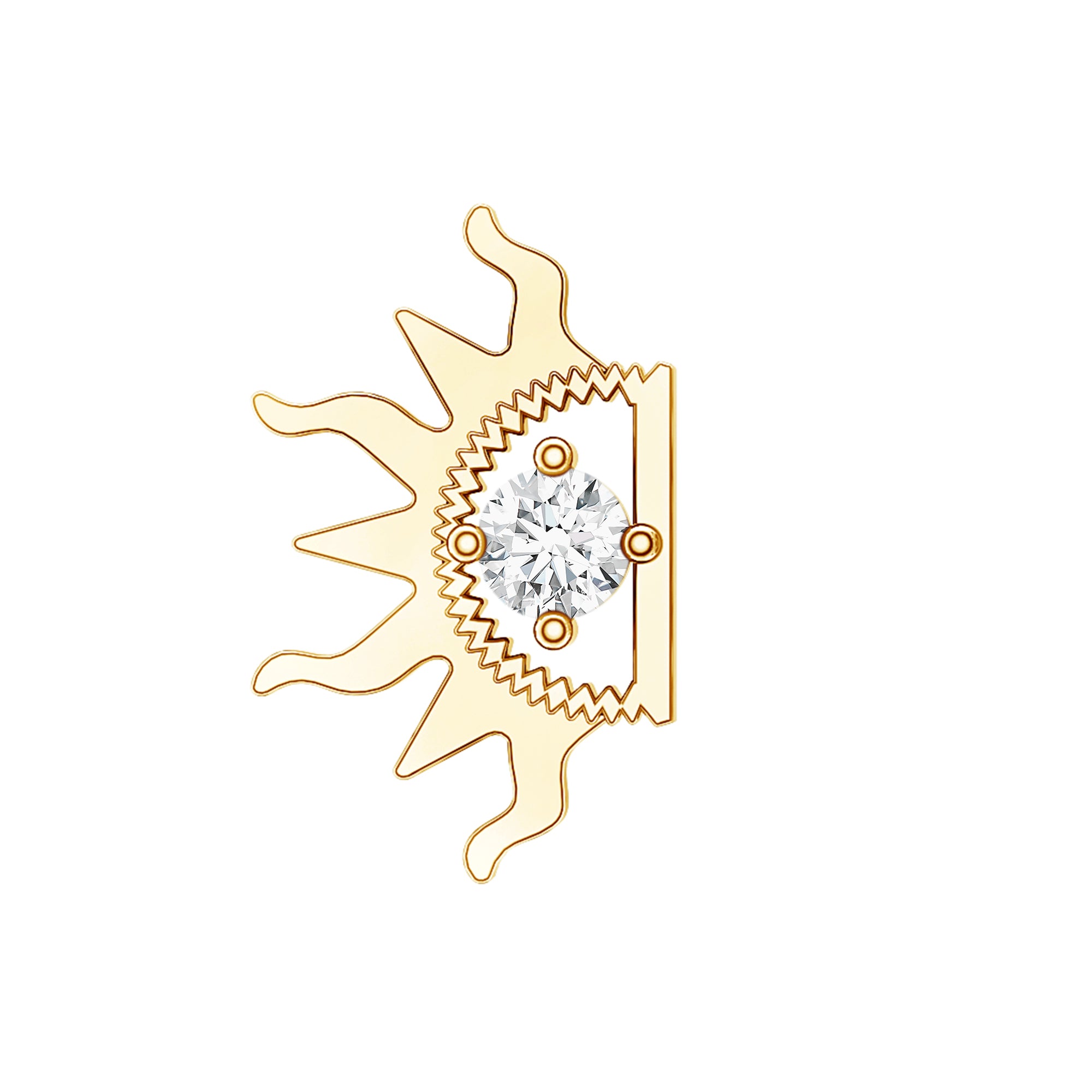 Diamond Half Sun Tragus Earring Natural - ( HI-SI ) - Rosec Jewels
