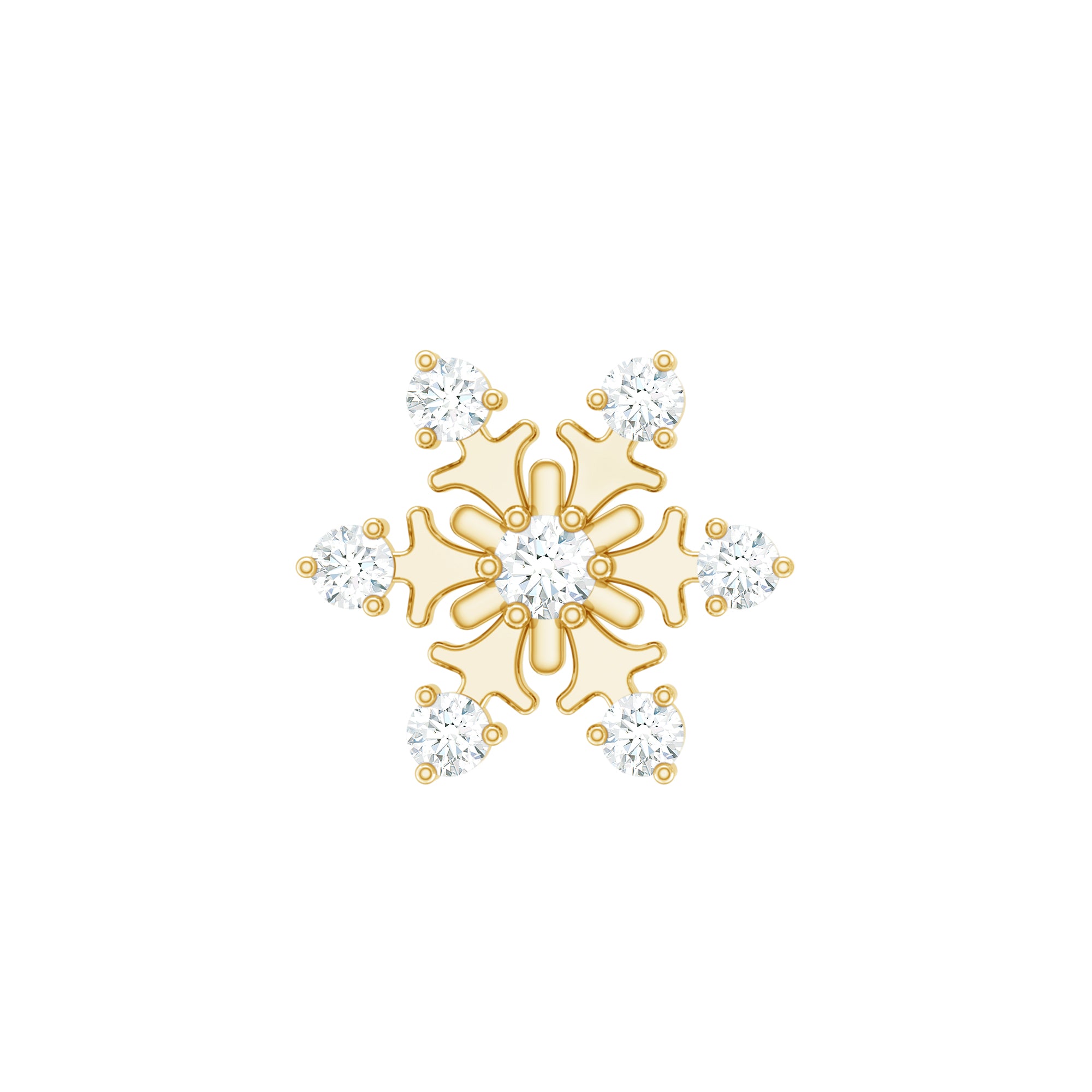 Diamond Snowflake Earring for Upper Lobe Piercing
