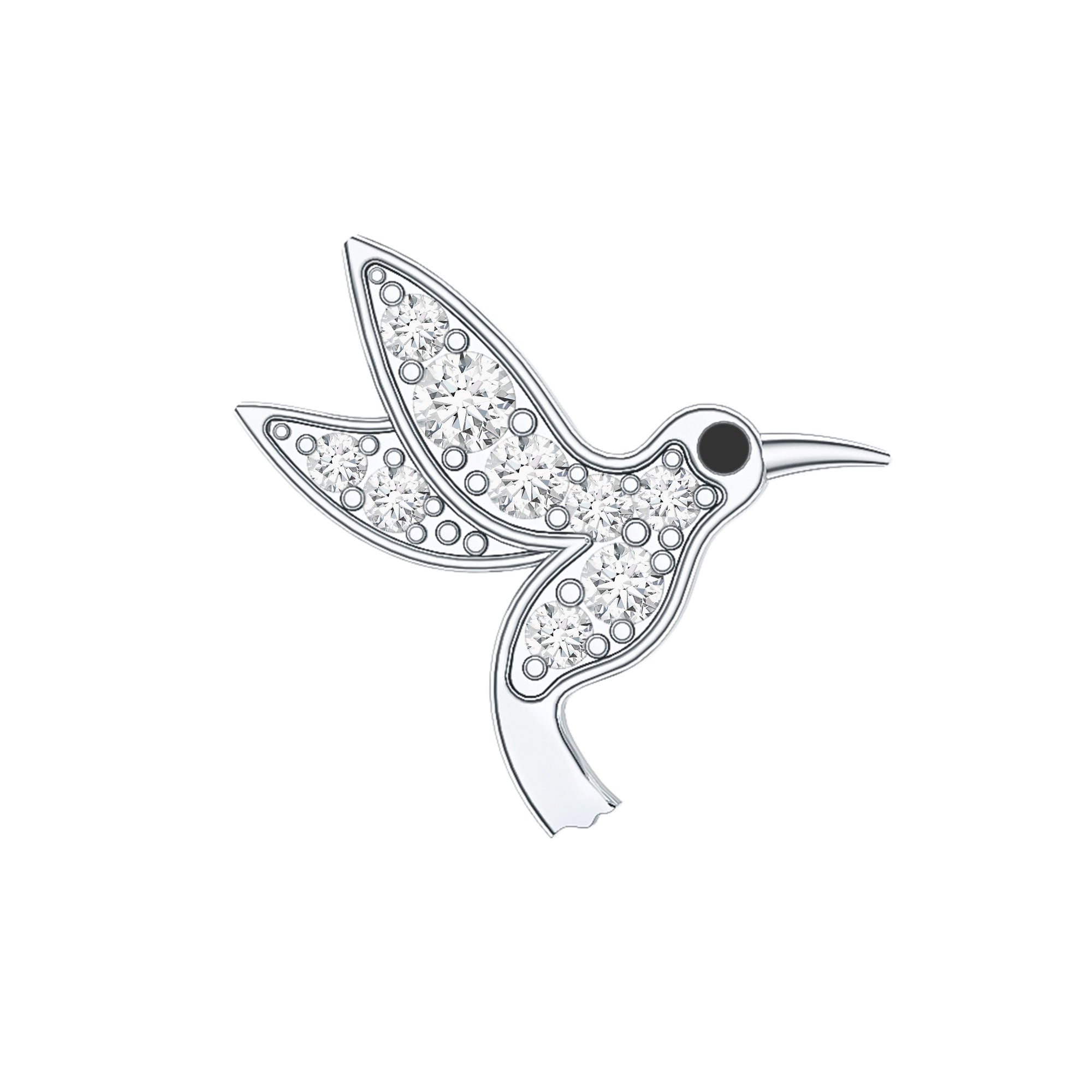 Diamond Hummingbird Earring for Helix Piercing Natural - ( HI-SI ) - Rosec Jewels
