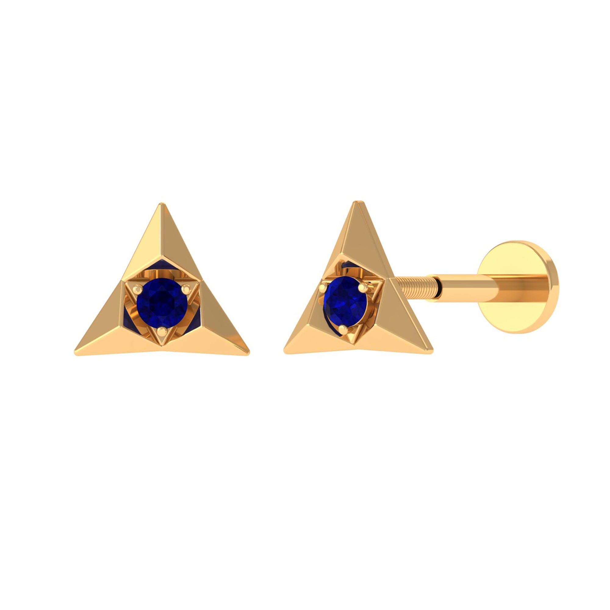 Rosec Jewels-Blue Sapphire Triangle Earring for Helix Piercing