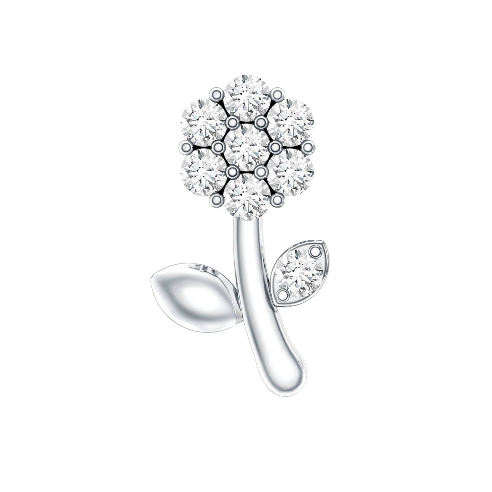 Diamond Flower Helix Earring Natural - ( HI-SI ) - Rosec Jewels