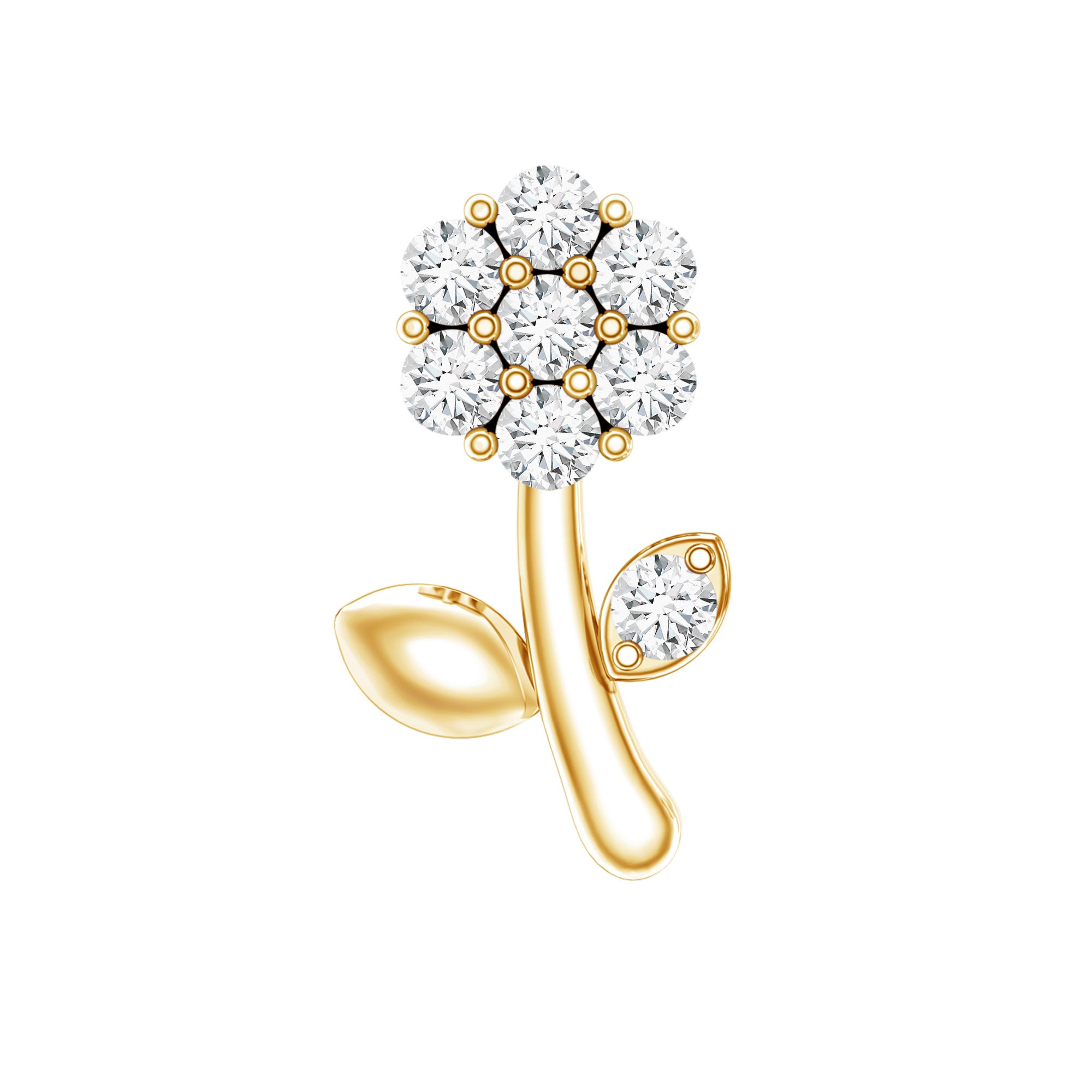 Diamond Flower Helix Earring Natural - ( HI-SI ) - Rosec Jewels