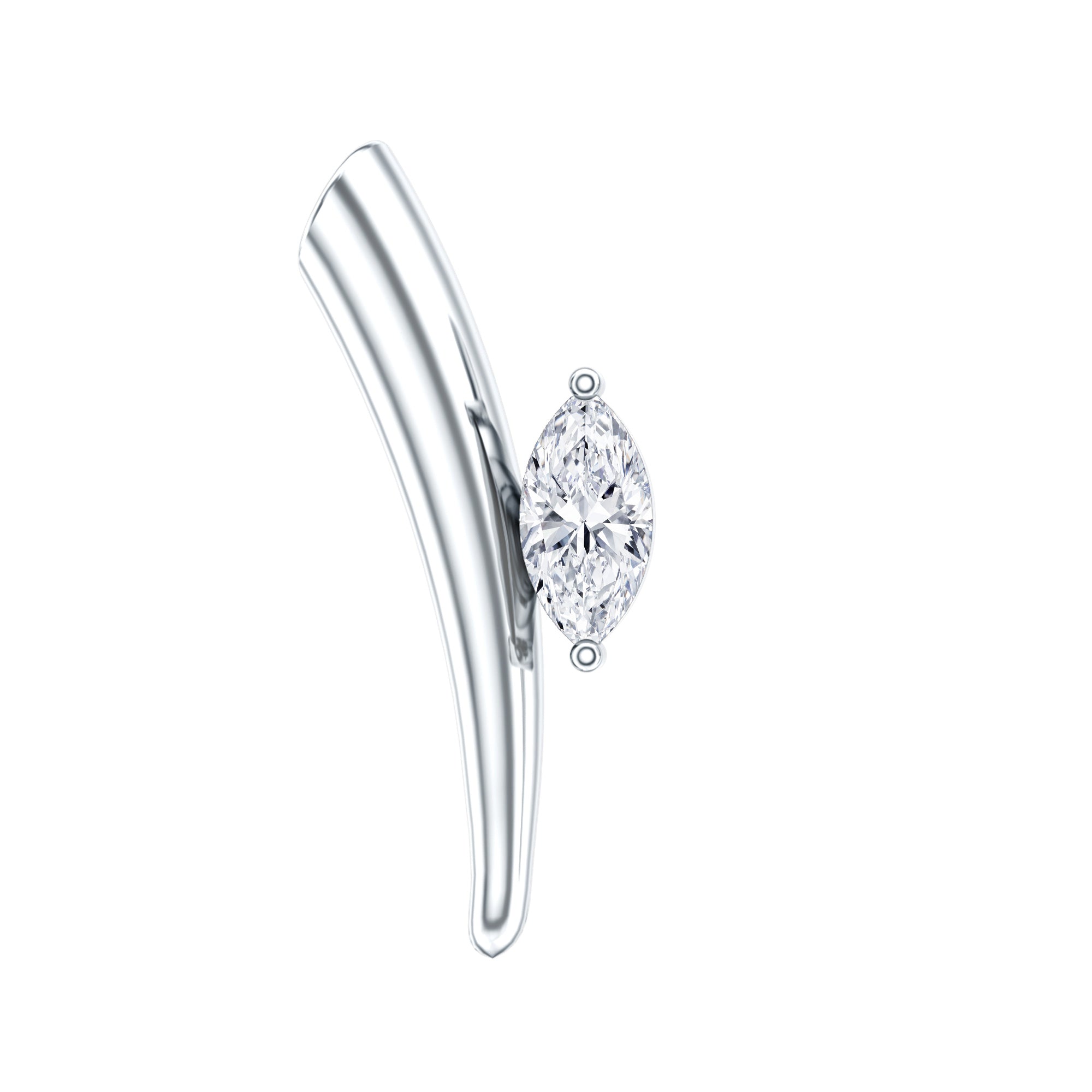 Marquise Cut Diamond Solitaire Earring for Tragus Piercing Natural - ( HI-SI ) - Rosec Jewels