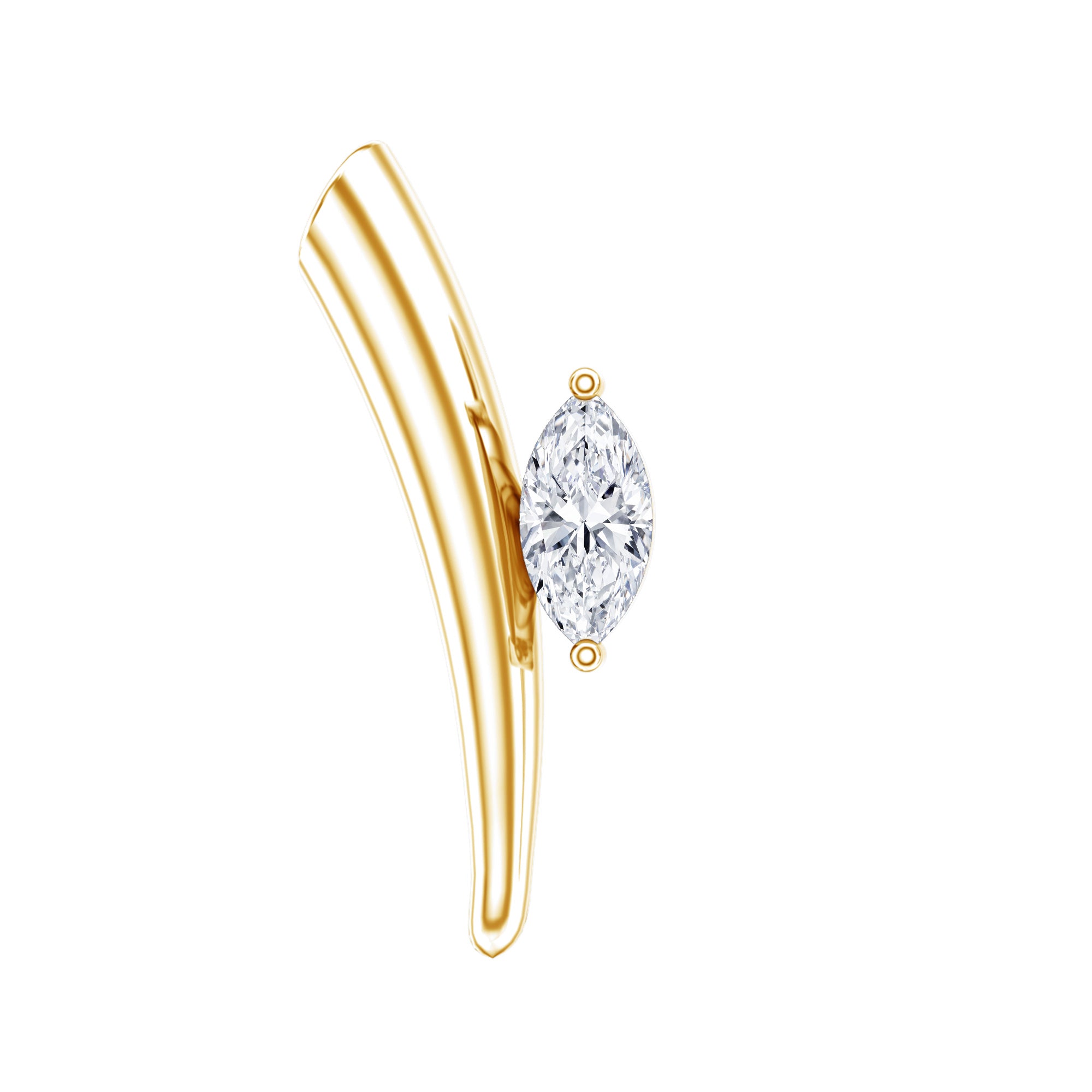 Marquise Cut Diamond Solitaire Earring for Tragus Piercing Natural - ( HI-SI ) - Rosec Jewels