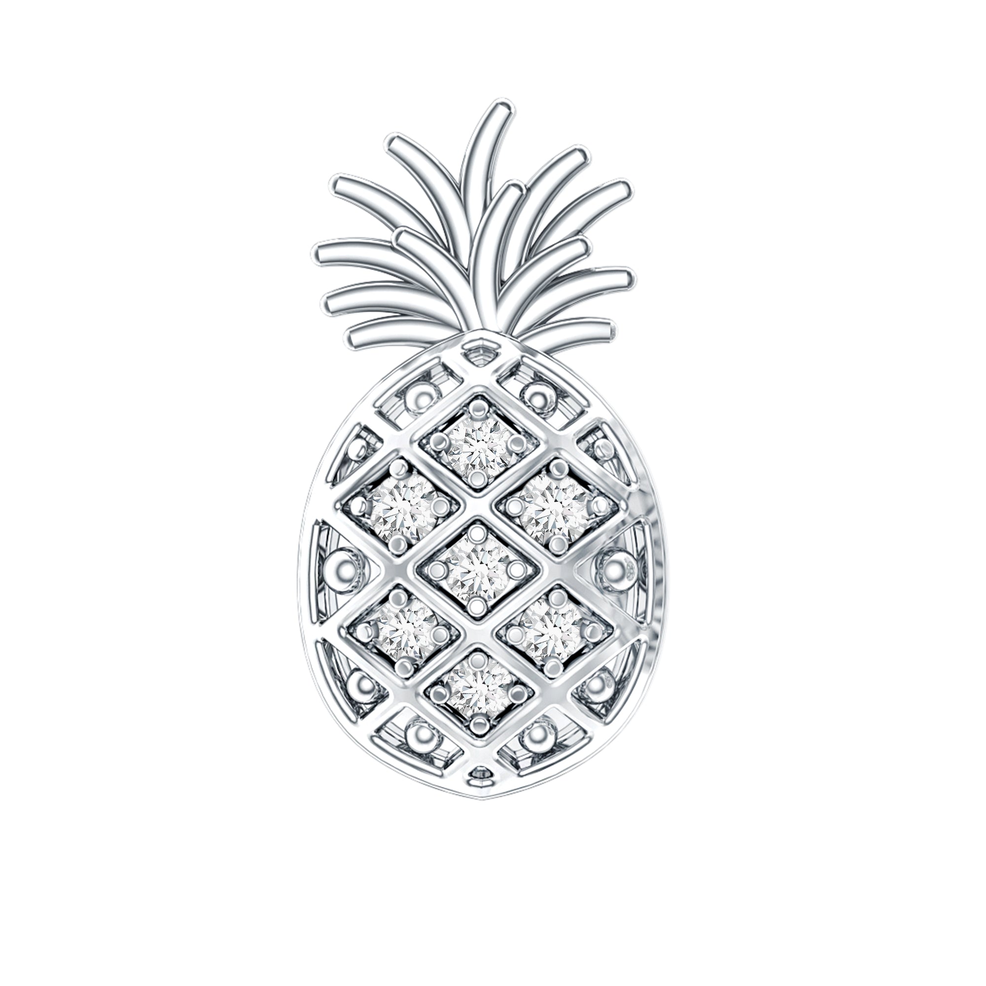 Diamond Pineapple Earring for Cartilage Piercing Natural - ( HI-SI ) - Rosec Jewels