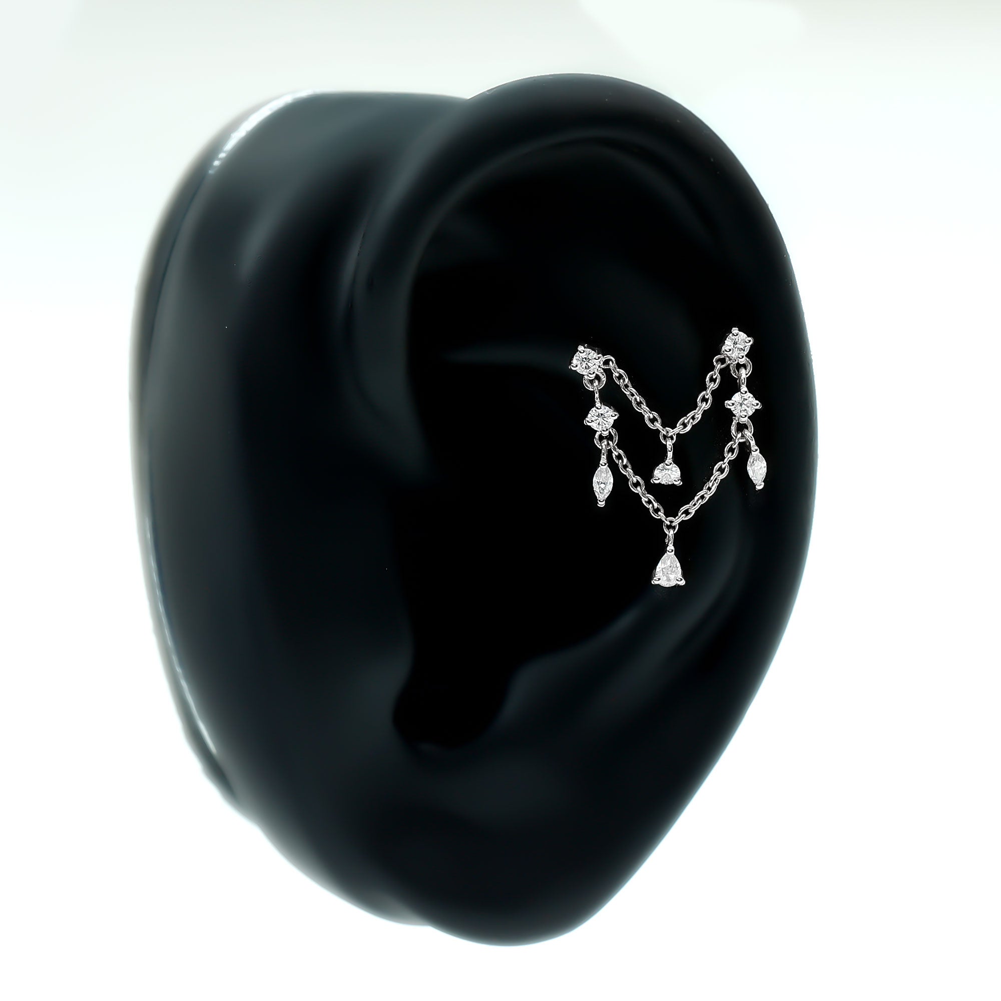 Certified Moissanite Double Chain Helix Earring D-VS1 - Rosec Jewels