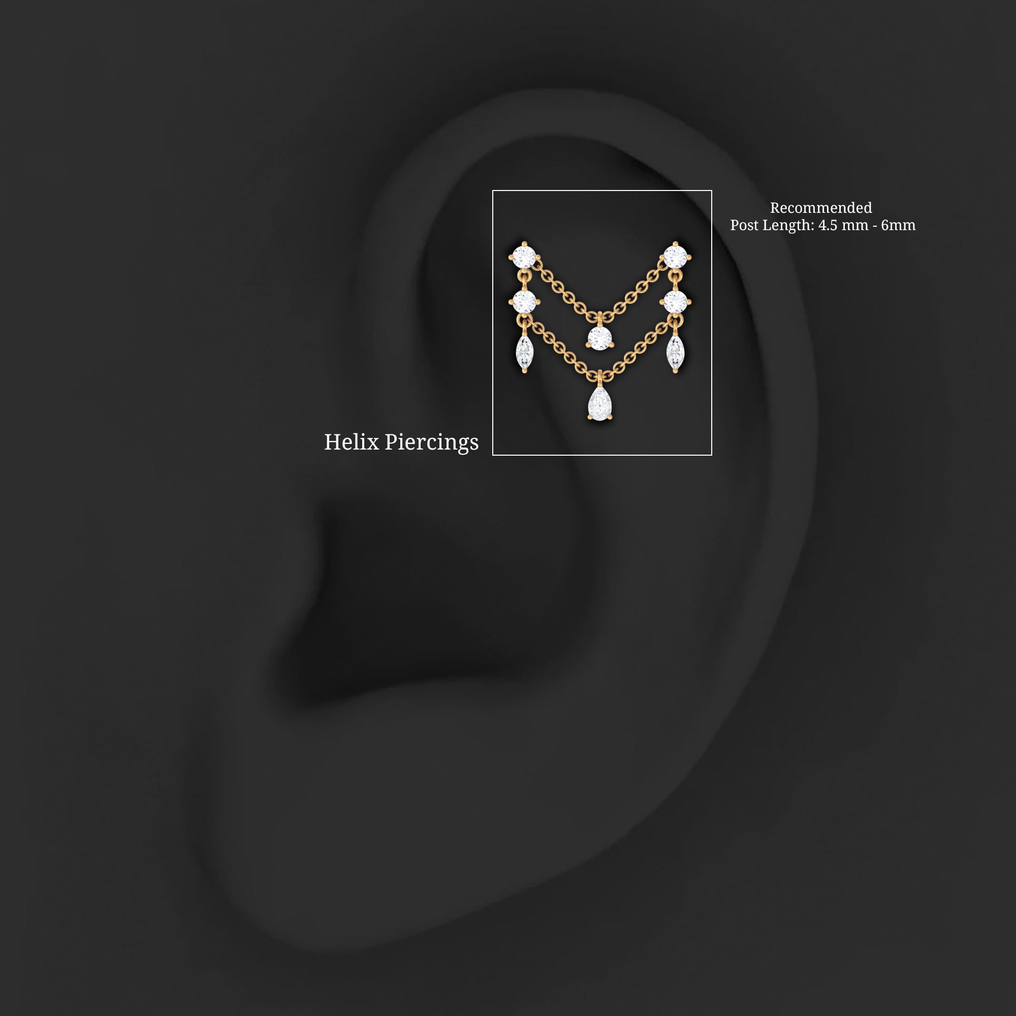 Certified Moissanite Double Chain Helix Earring D-VS1 - Rosec Jewels