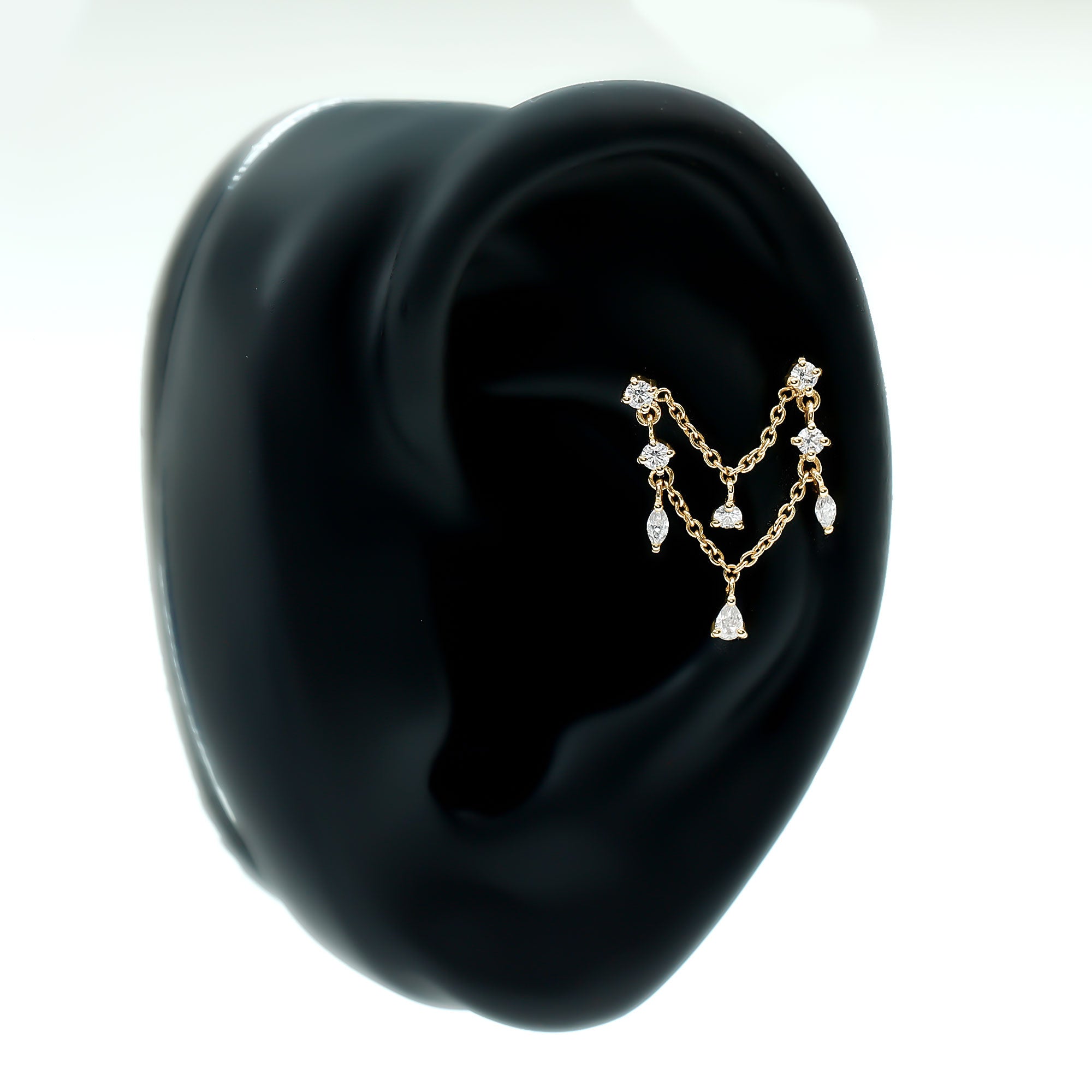Certified Moissanite Double Chain Helix Earring D-VS1 - Rosec Jewels