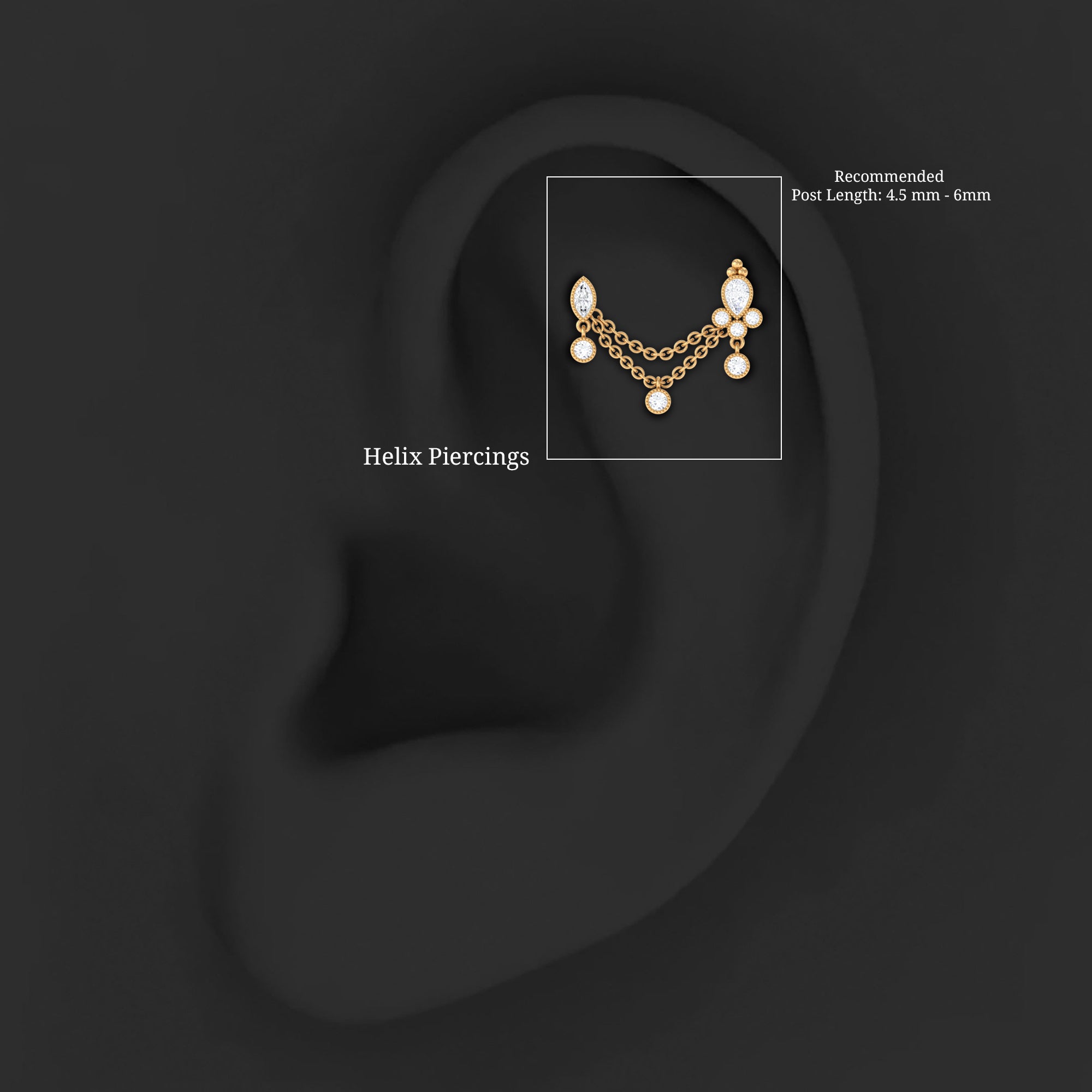 Vintage Style Diamond Double Piercing Earring Natural - ( HI-SI ) - Rosec Jewels