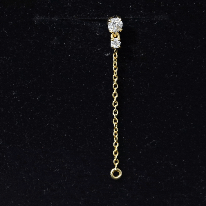 Certified Diamond Chain Drop Earring for Helix Piercing Natural - ( HI-SI ) - Rosec Jewels