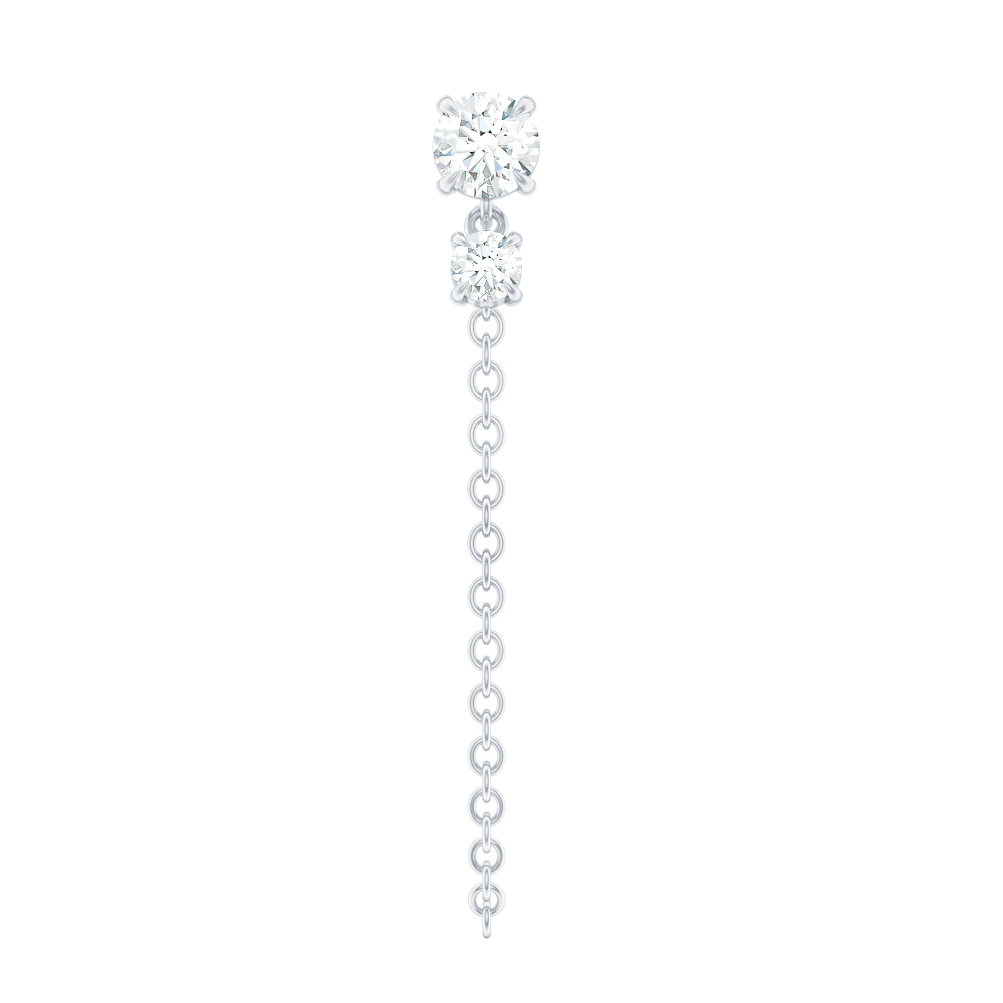 Certified Diamond Chain Drop Earring for Helix Piercing Natural - ( HI-SI ) - Rosec Jewels
