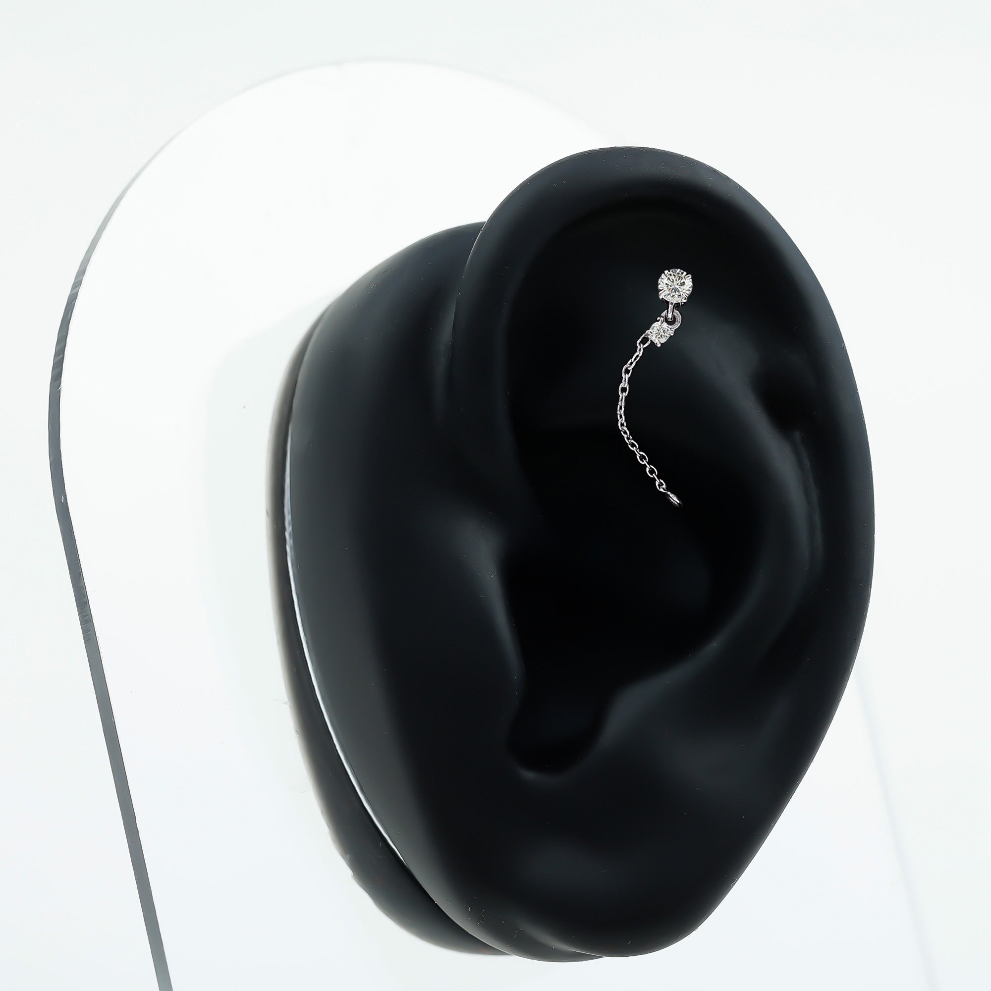 Certified Diamond Chain Drop Earring for Helix Piercing Natural - ( HI-SI ) - Rosec Jewels