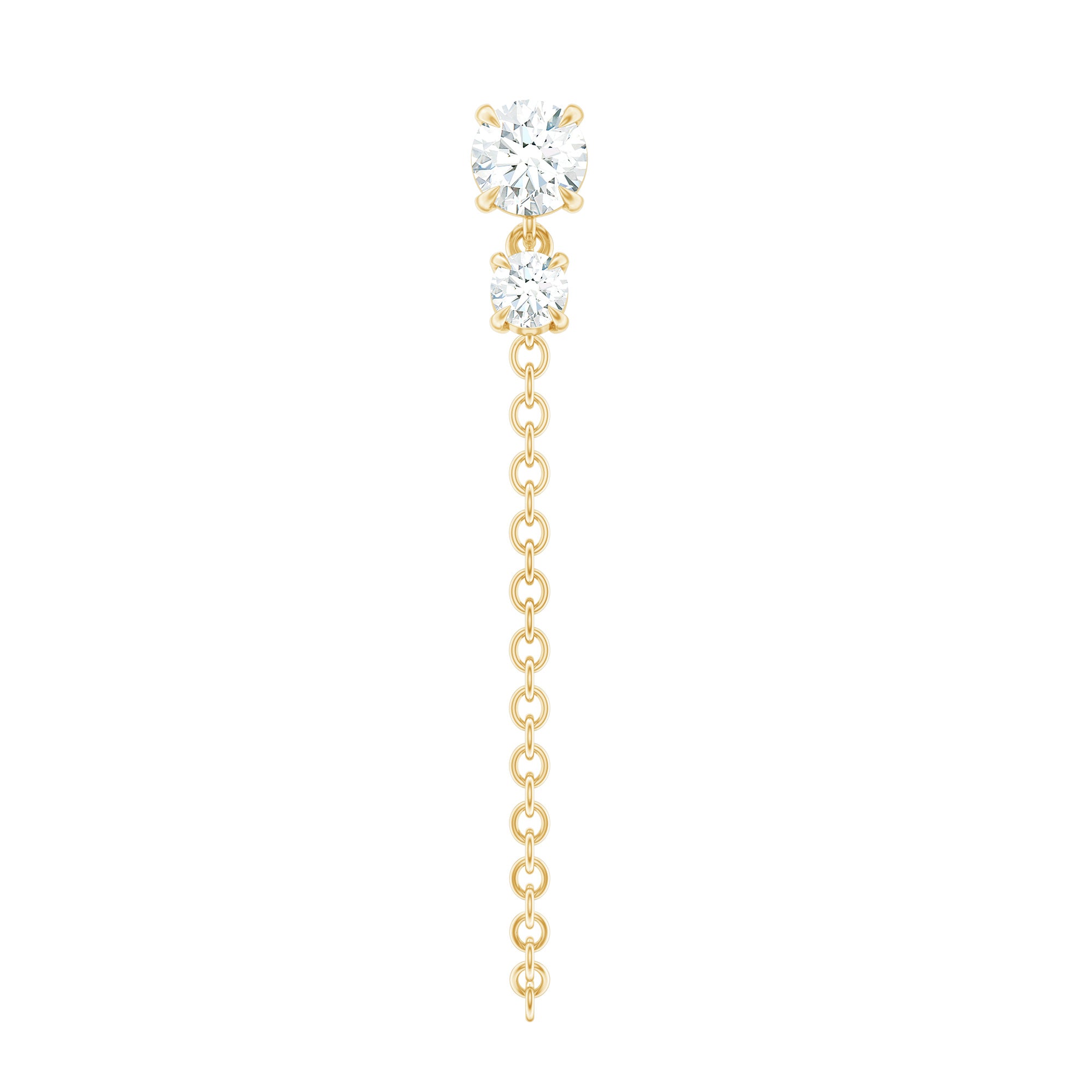 Certified Diamond Chain Drop Earring for Helix Piercing Natural - ( HI-SI ) - Rosec Jewels