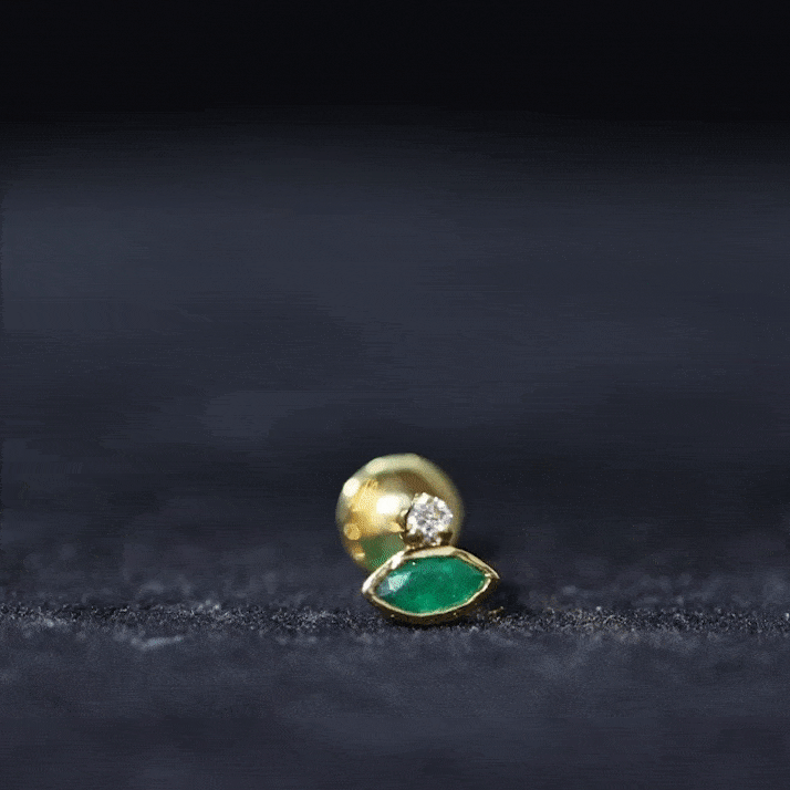 Marquise Cut Lab Grown Emerald Helix Earring with Certificate AAAA - Rosec Jewels