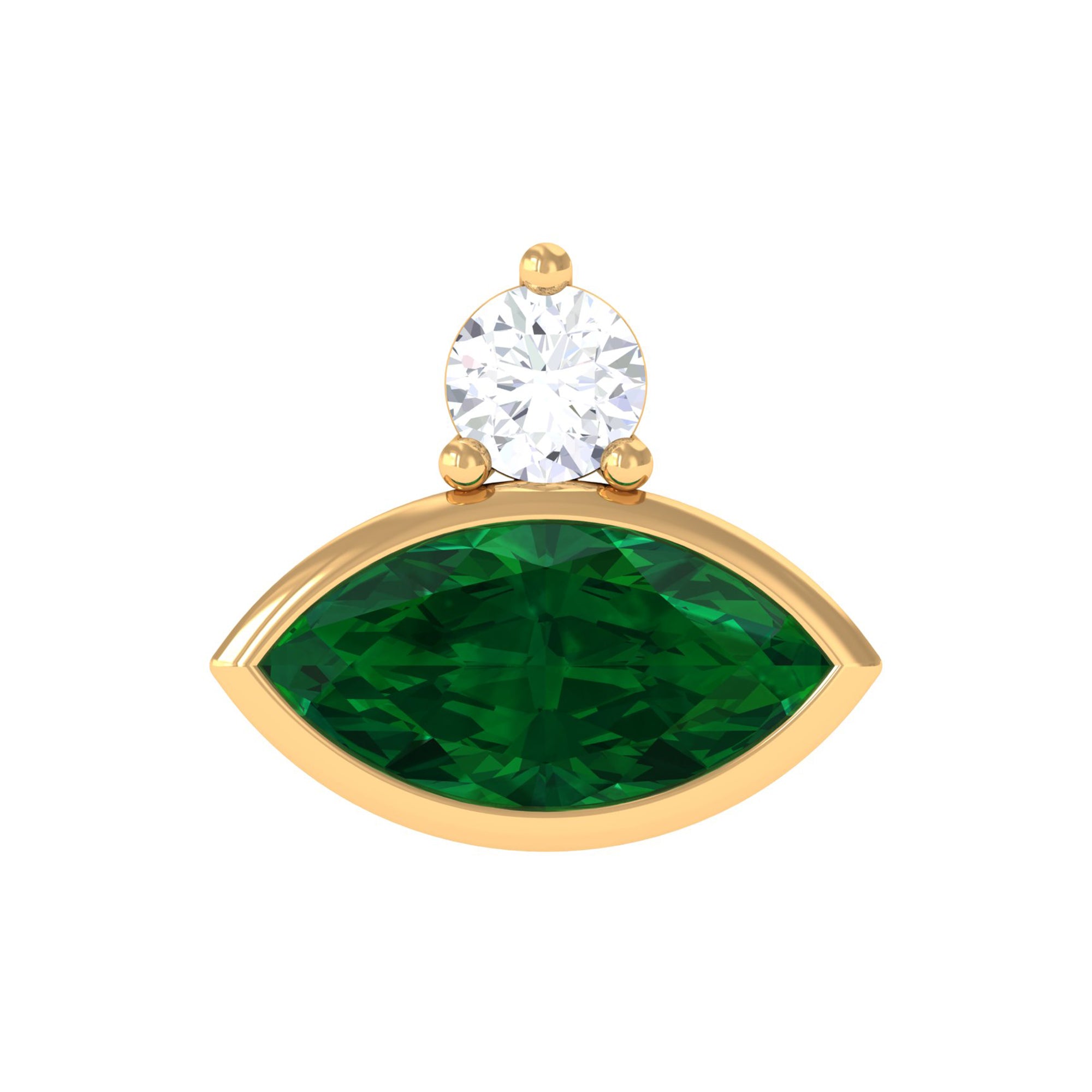 Rosec Jewels-Marquise Cut Created Emerald Helix Earring with Moissanite