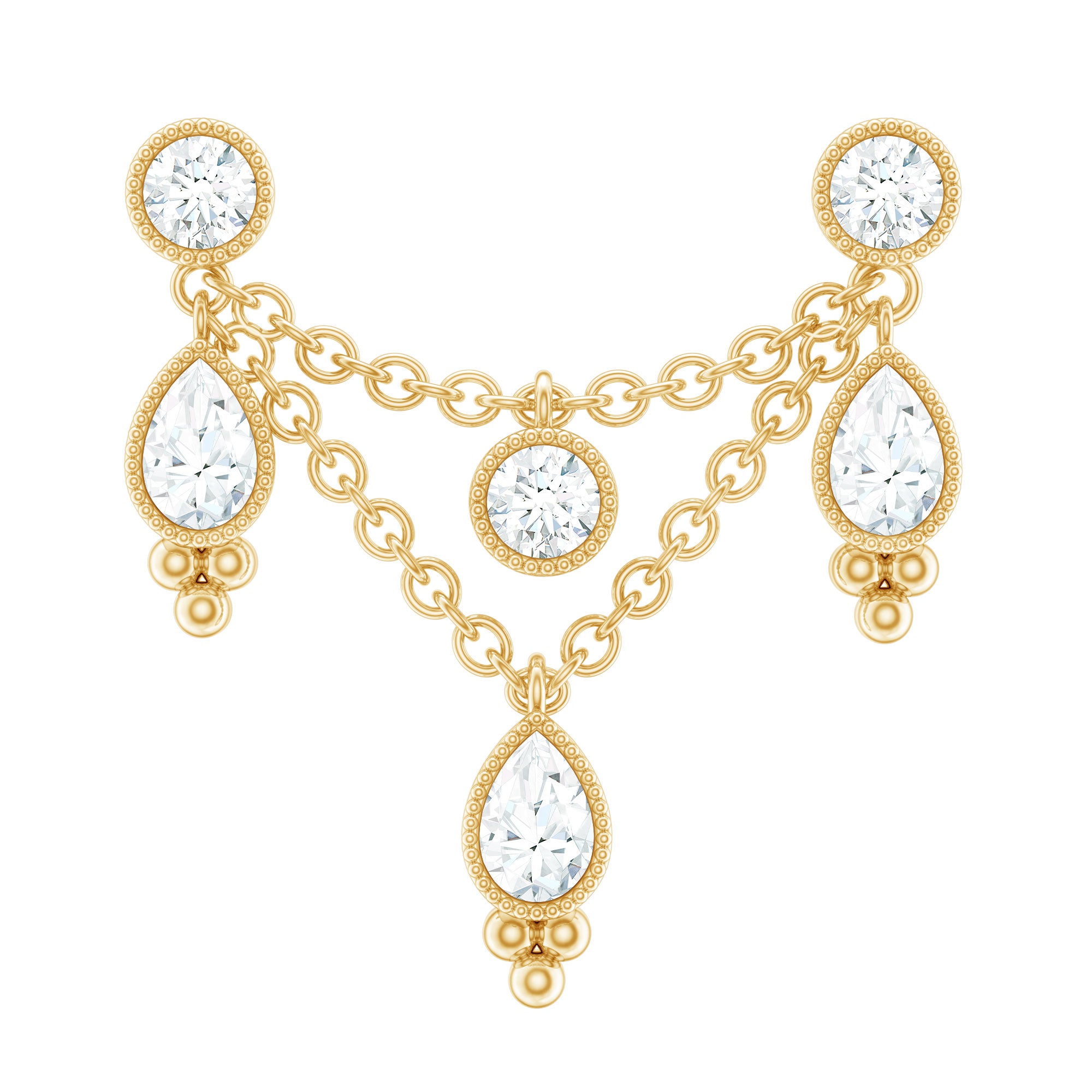 Vintage Inspired Diamond Chain Double Piercing Earring