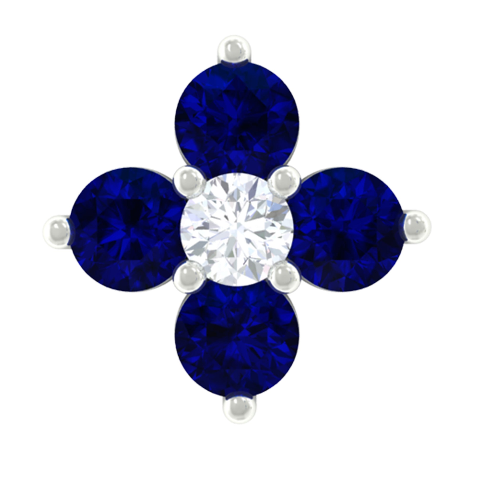 Natural Blue Sapphire Flower Earring for Rook Piercing AAA - Rosec Jewels