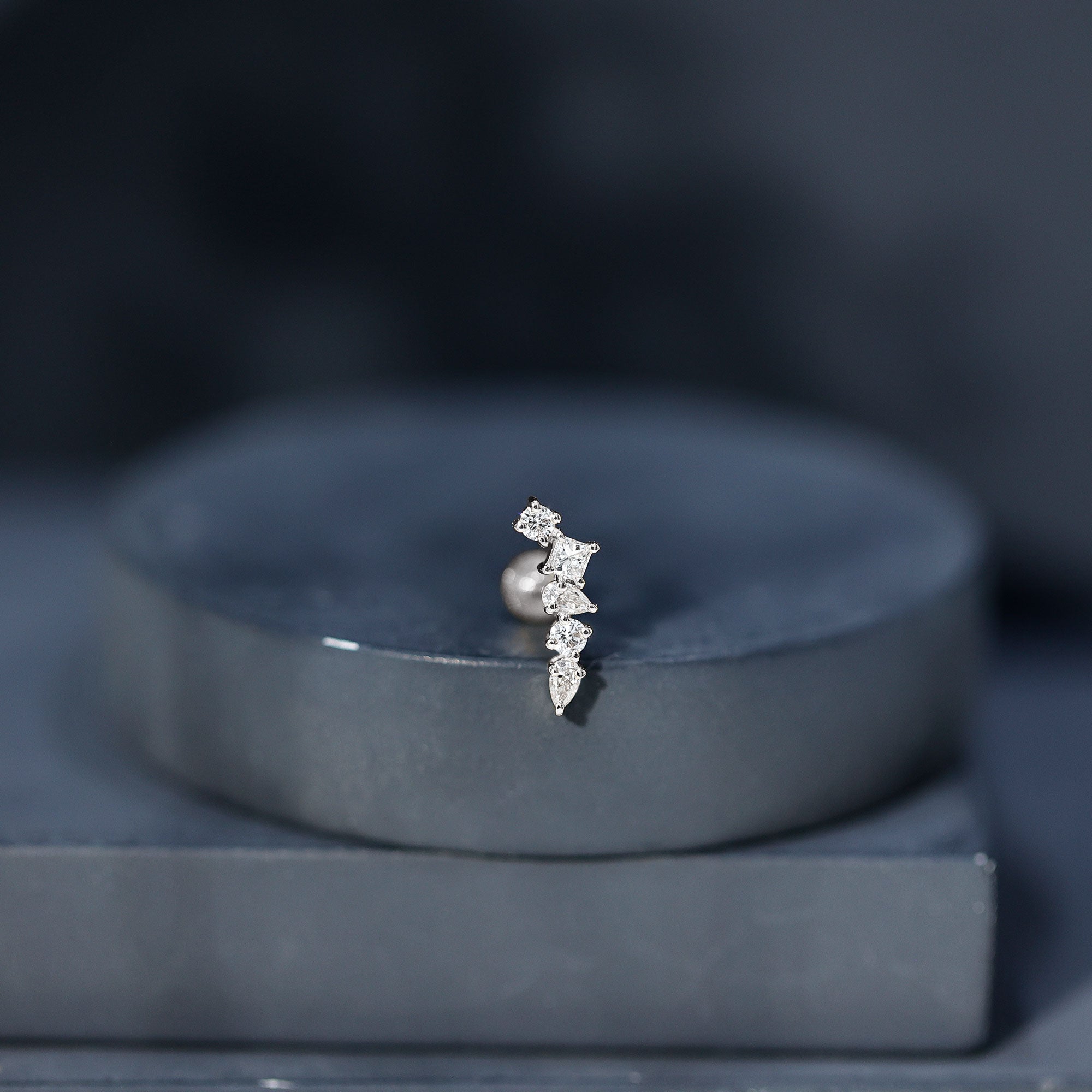 Certified Moissanite Crawler Earring in Prong Setting D-VS1 - Rosec Jewels