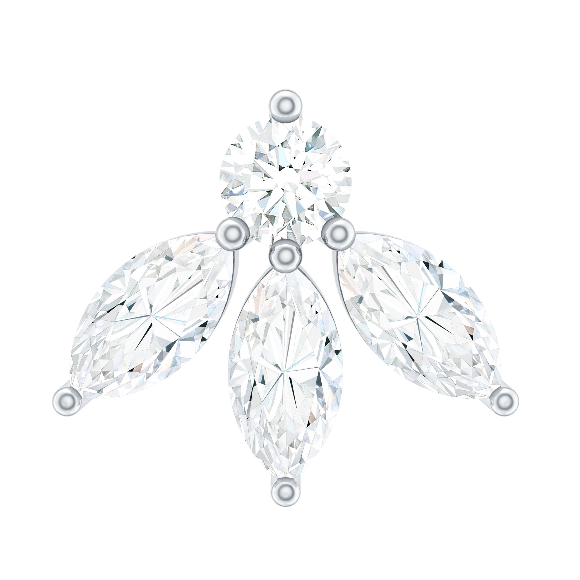 Marquise Shape Diamond Leaf Earring for Helix Piercing Natural - ( HI-SI ) - Rosec Jewels