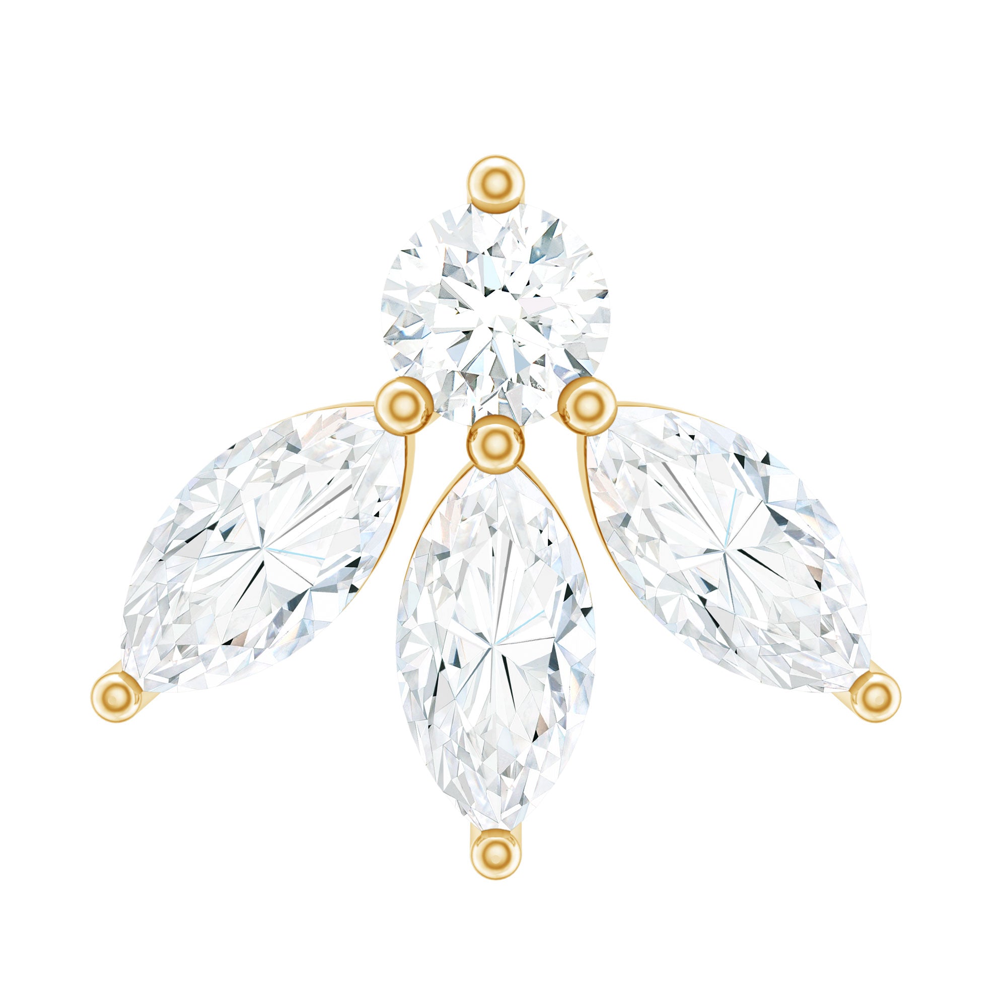 Marquise Shape Diamond Leaf Earring for Helix Piercing Natural - ( HI-SI ) - Rosec Jewels