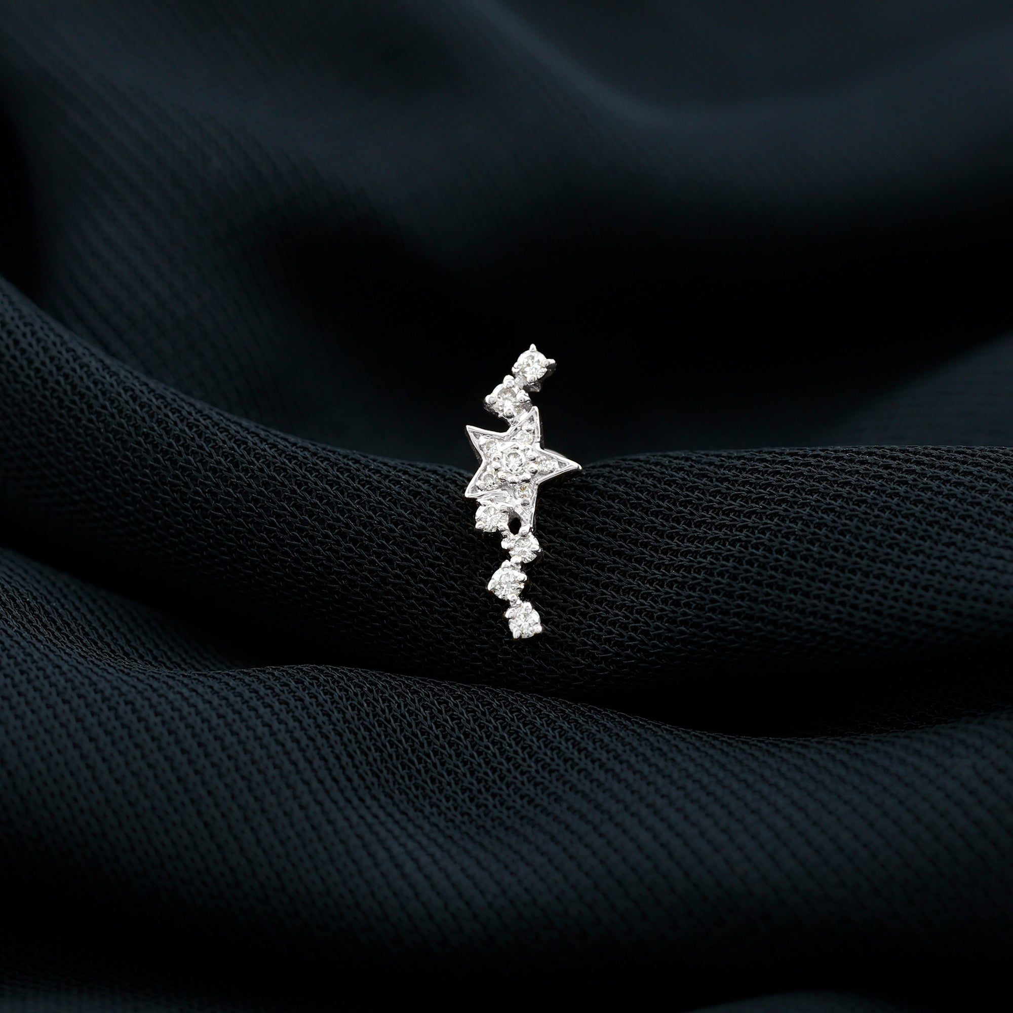 Certified Diamond Star Crawler Earring for Helix Piercing Natural - ( HI-SI ) - Rosec Jewels