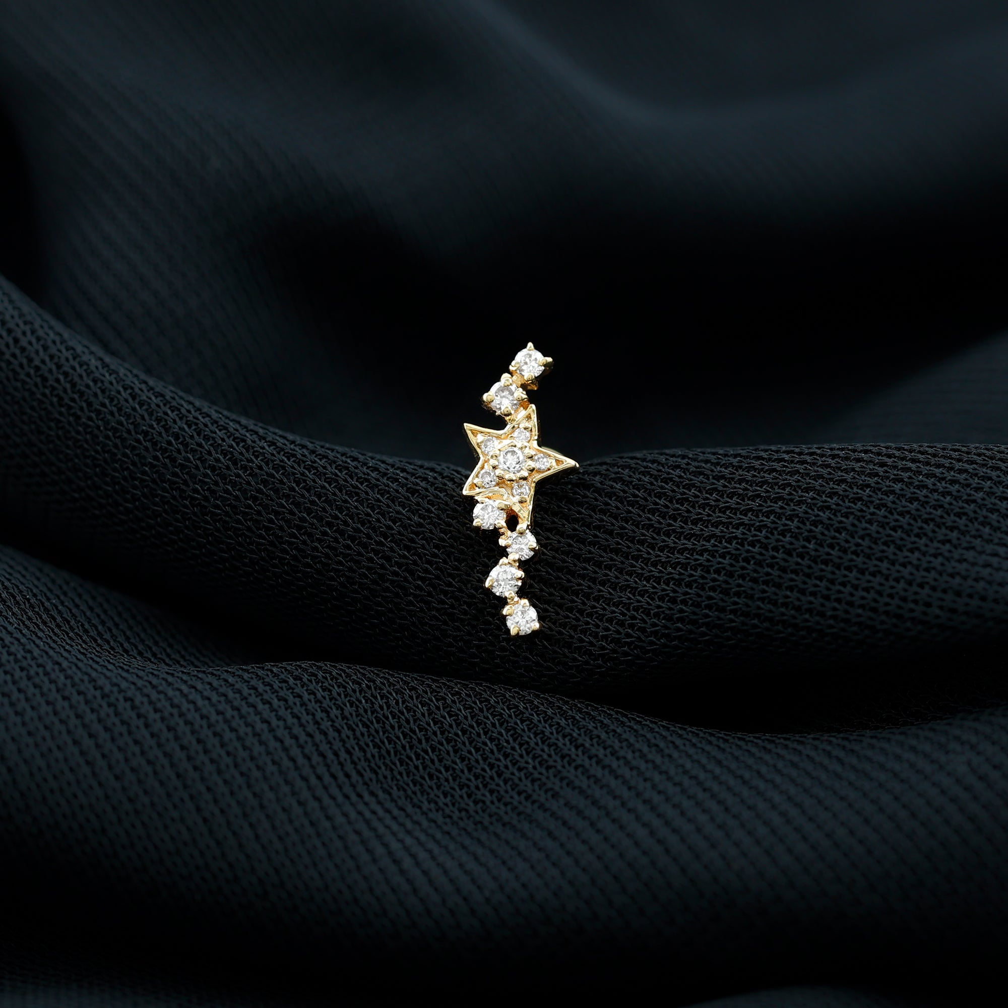 Certified Diamond Star Crawler Earring for Helix Piercing Natural - ( HI-SI ) - Rosec Jewels