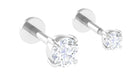 Round Moissanite Simple Helix Earring Set in Gold Moissanite - ( D-VS1 ) - Color and Clarity - Rosec Jewels