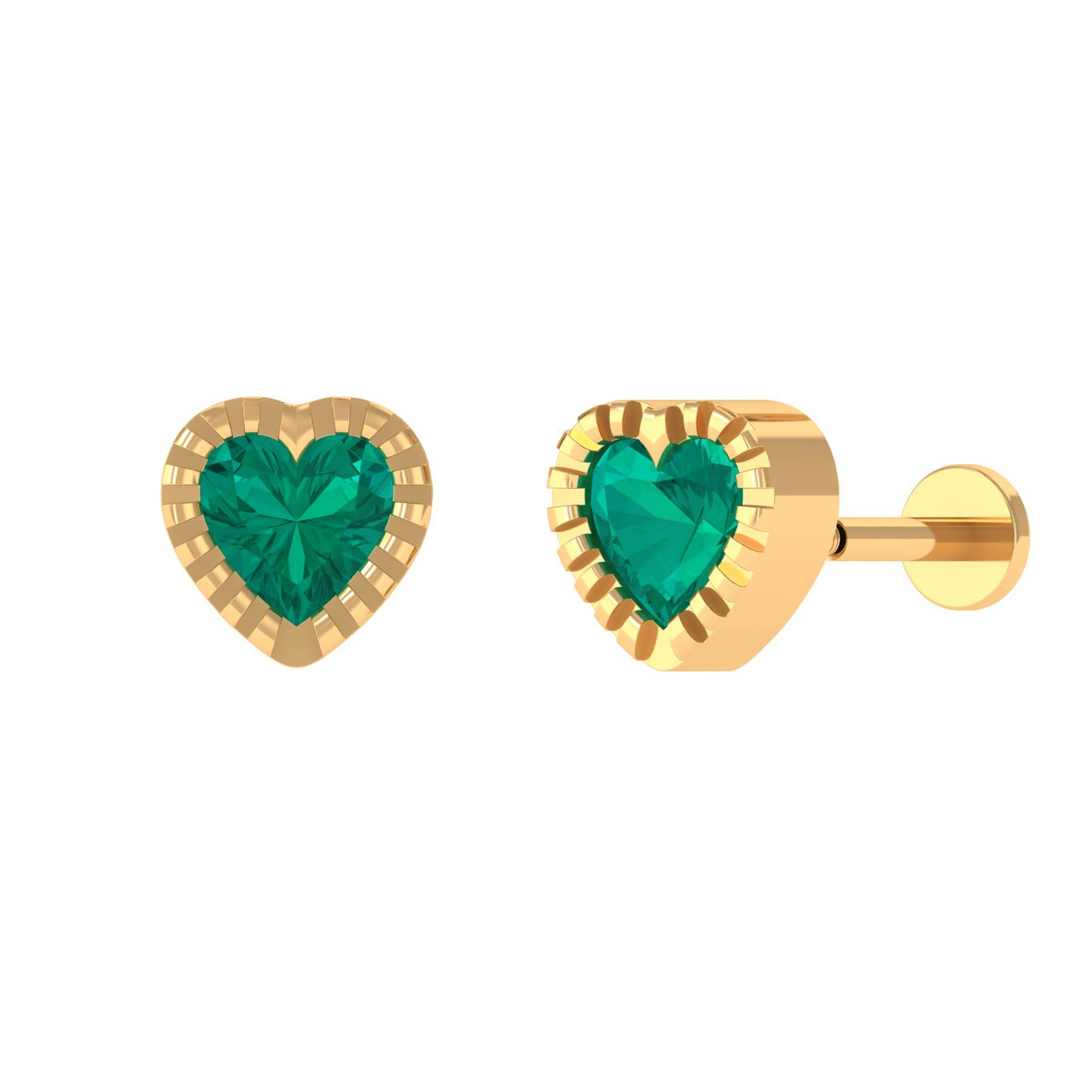Rosec Jewels-Natural Emerald Heart Earring for Helix Piercing