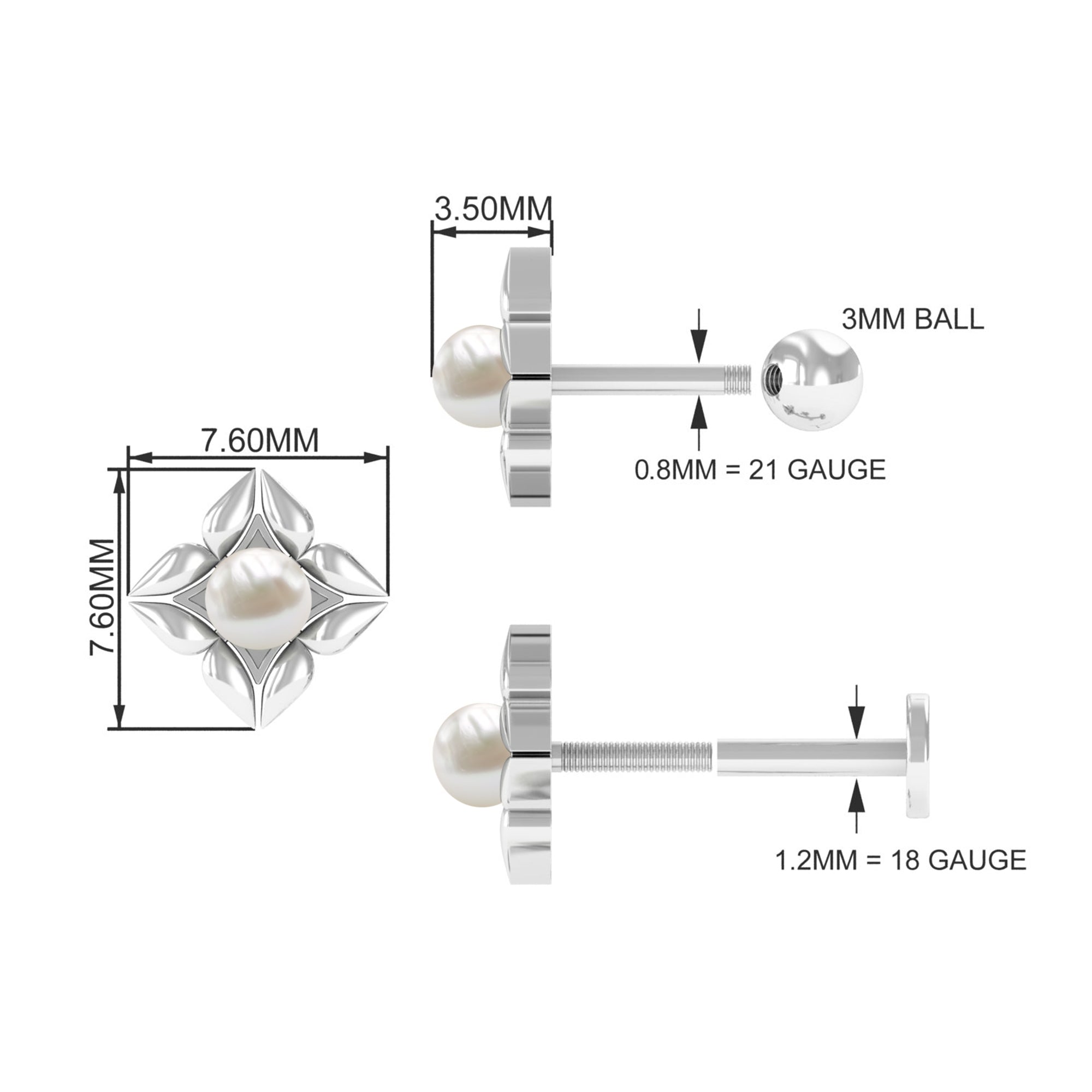 Rosec Jewels-Nature Inspired Freshwater Pearl Upper Lobe Earring