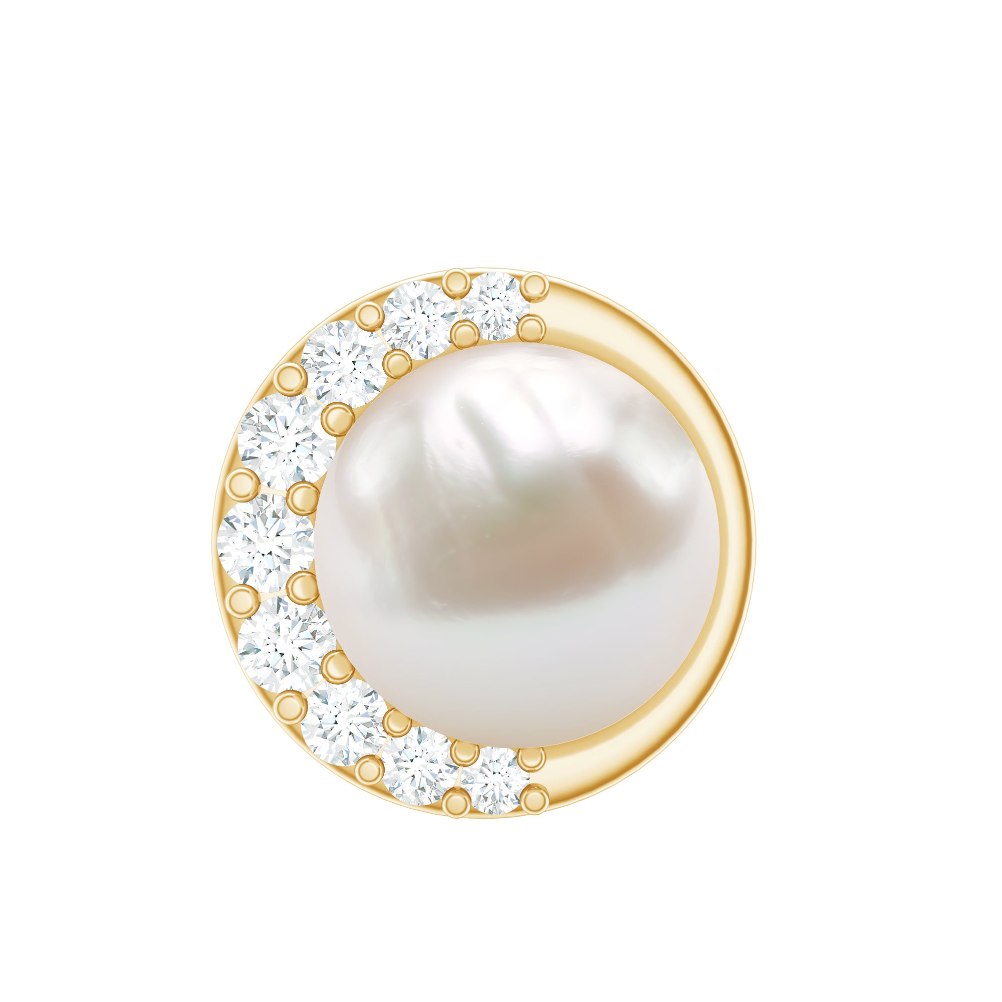 Natural Pearl Solitaire Helix Earring with Diamonds