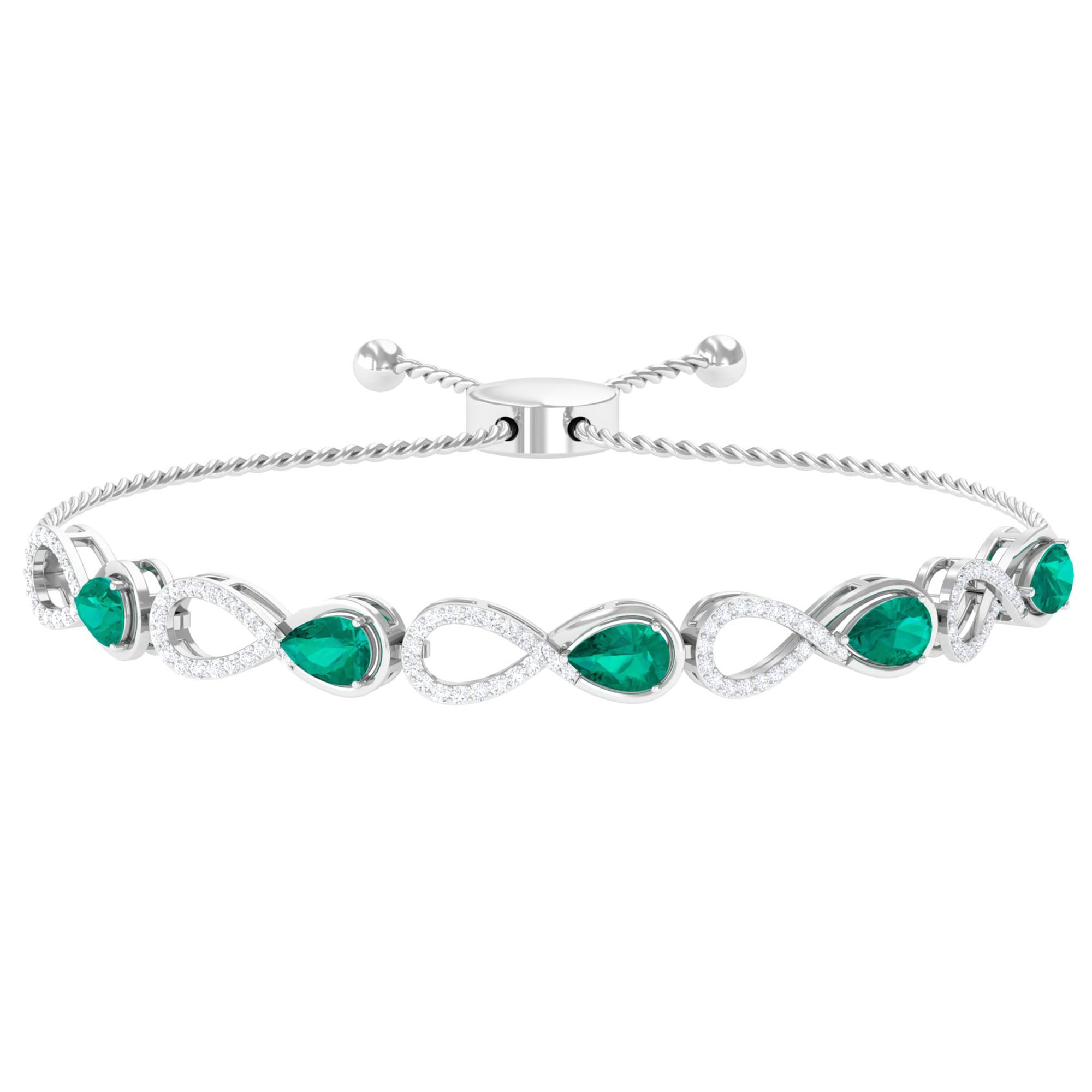 Real Emerald Infinity Bracelet With Moissanite