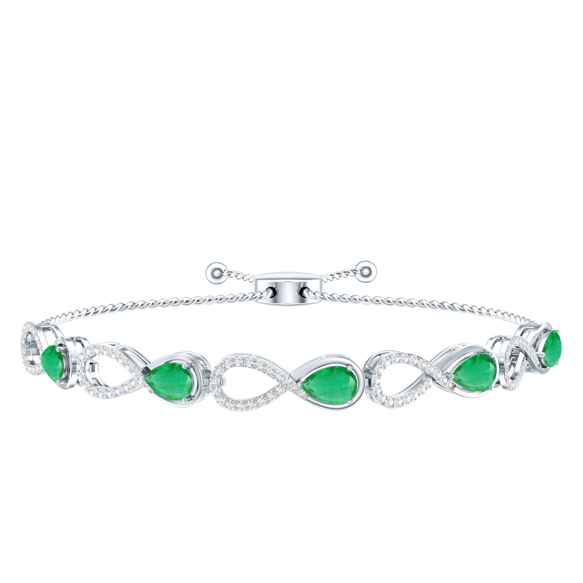 Real Emerald Infinity Bracelet With Moissanite AAA - Rosec Jewels
