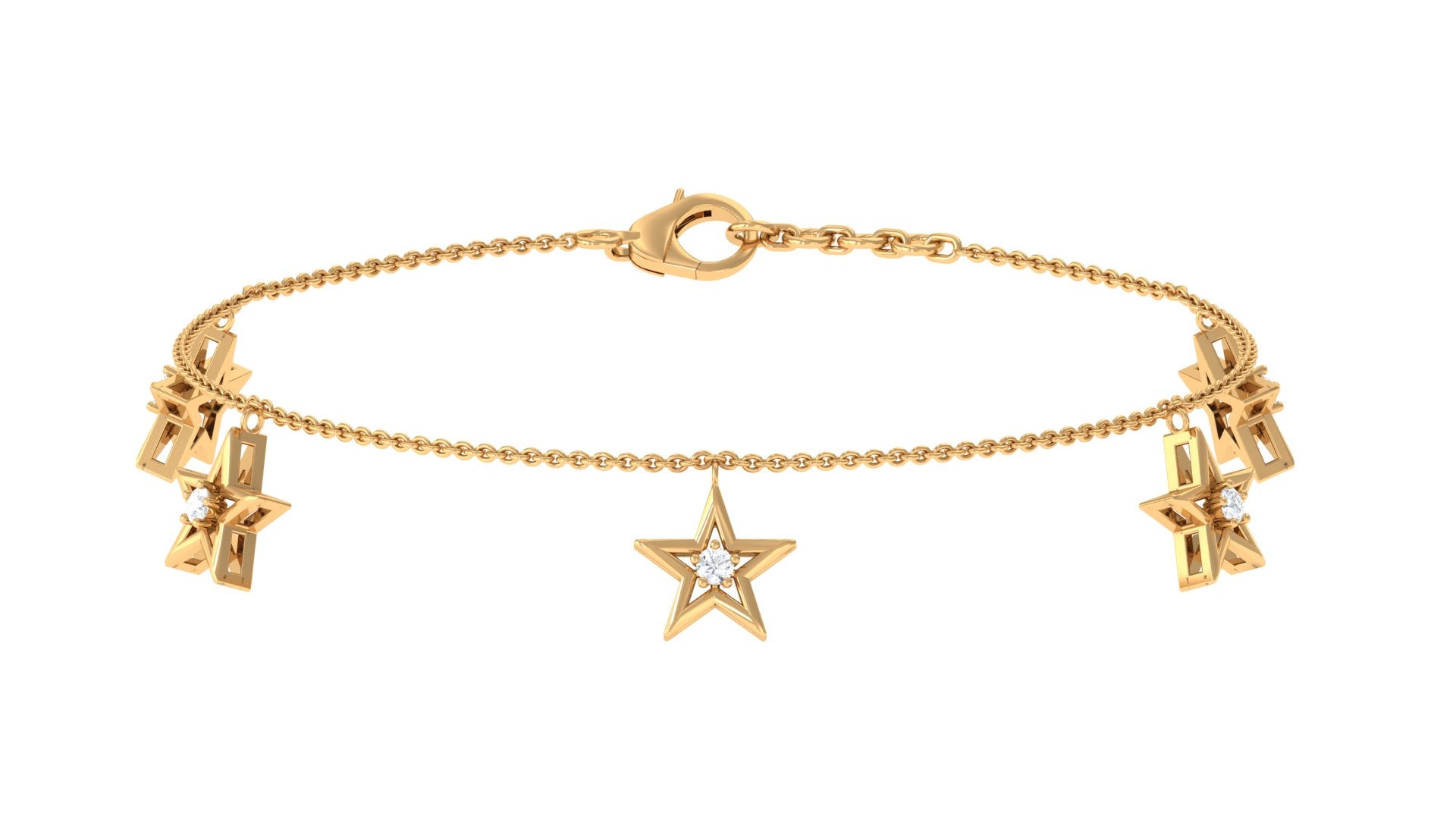 Rosec Jewels-Diamond Star Chain Charm Bracelet