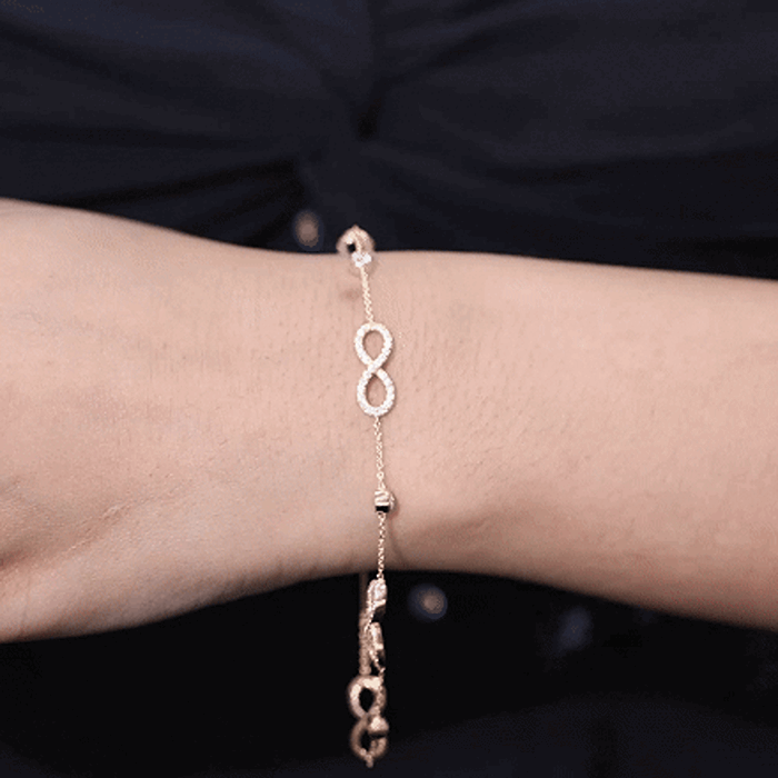 Cubic Zirconia Infinity Station Chain Bracelet AAAA - Rosec Jewels