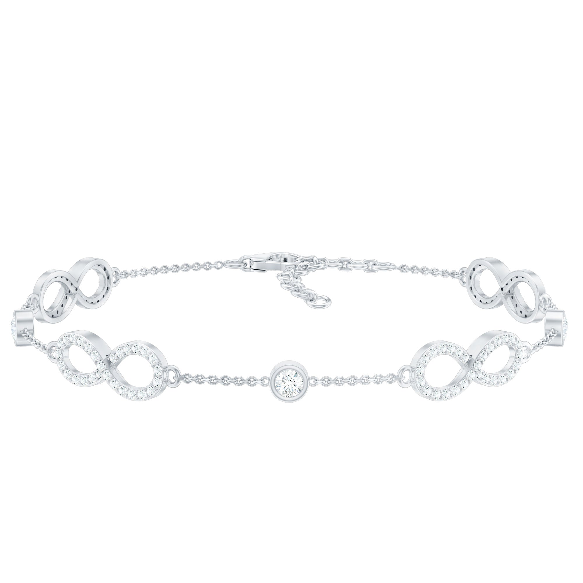 1.50 CT Zircon Infinity Station Chain Bracelet AAAA - Rosec Jewels