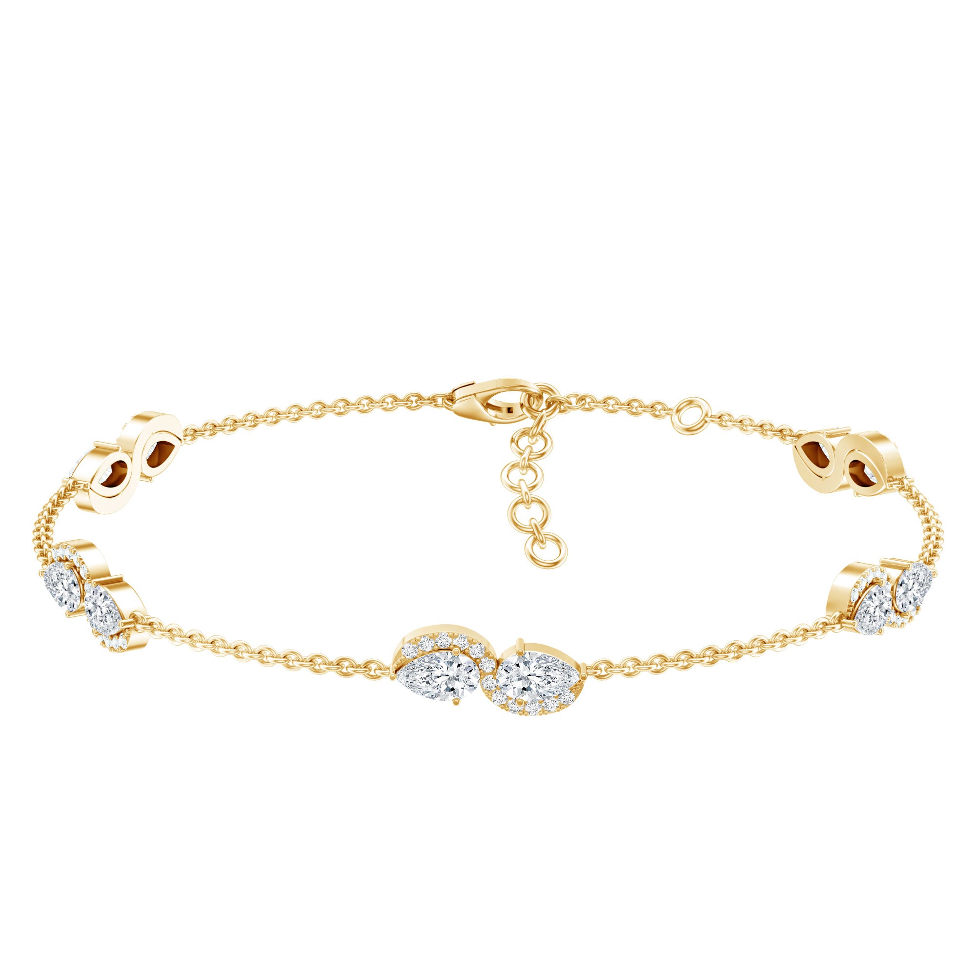 Classic Lab Grown Diamond Station Chain Bracelet Lab - ( EF-VS ) - Rosec Jewels
