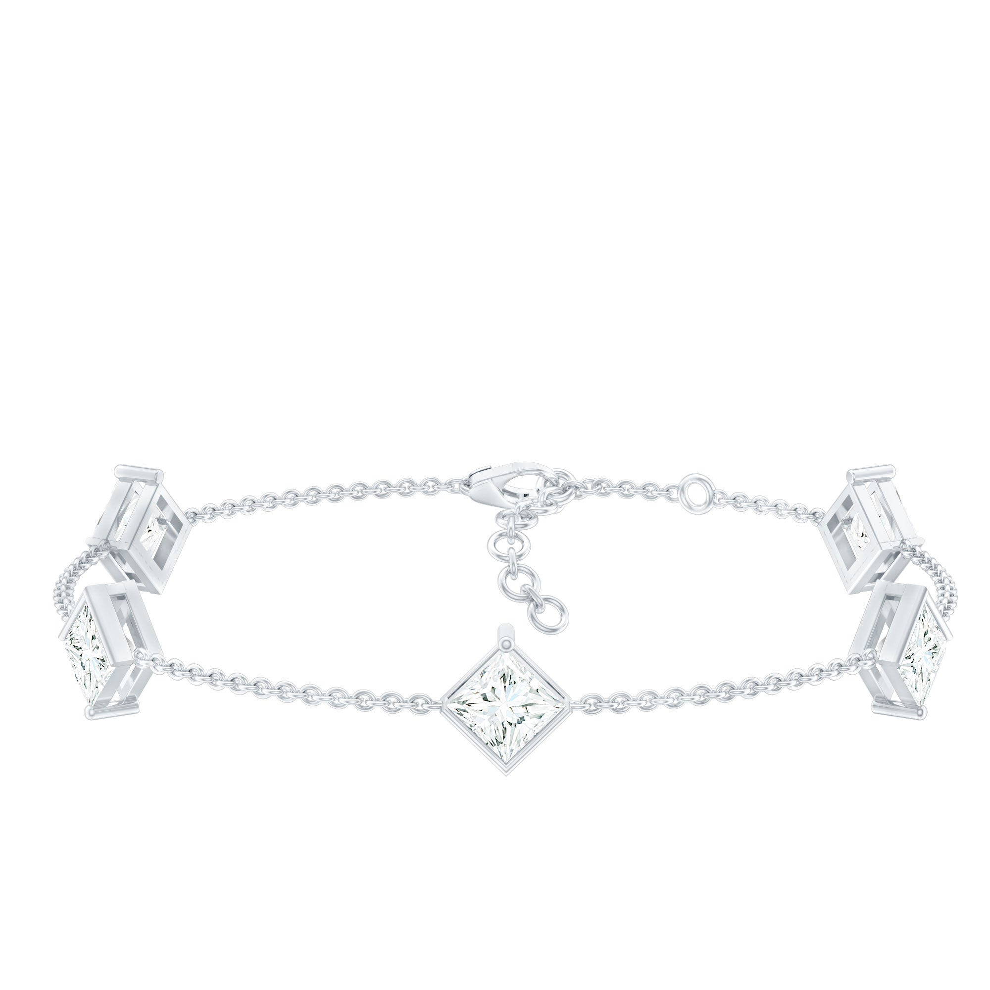 Certified Princess Cut Lab Grown Diamond Wedding Chain Bracelet