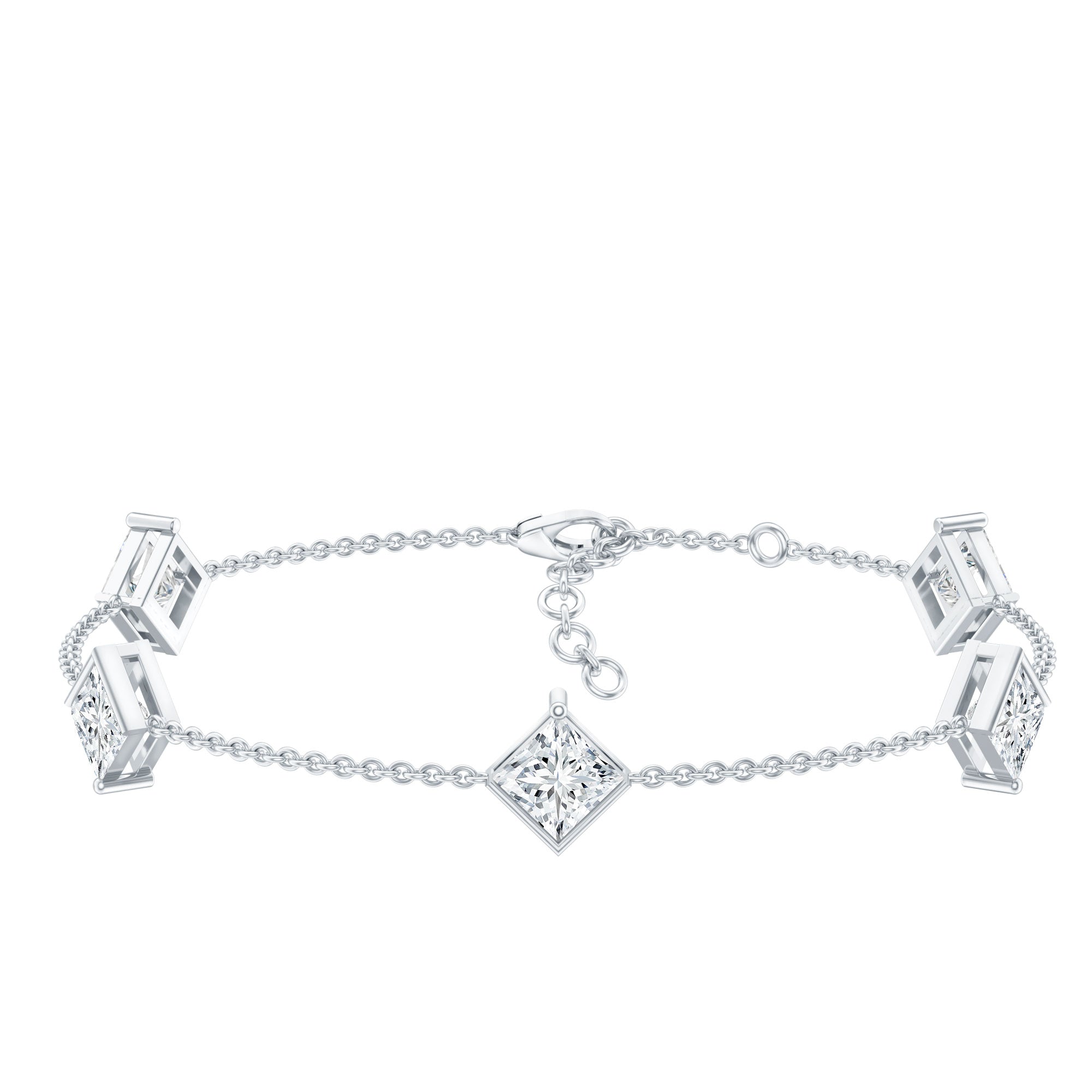 Certified Princess Cut Lab Grown Diamond Wedding Chain Bracelet Lab - ( EF-VS ) - Rosec Jewels