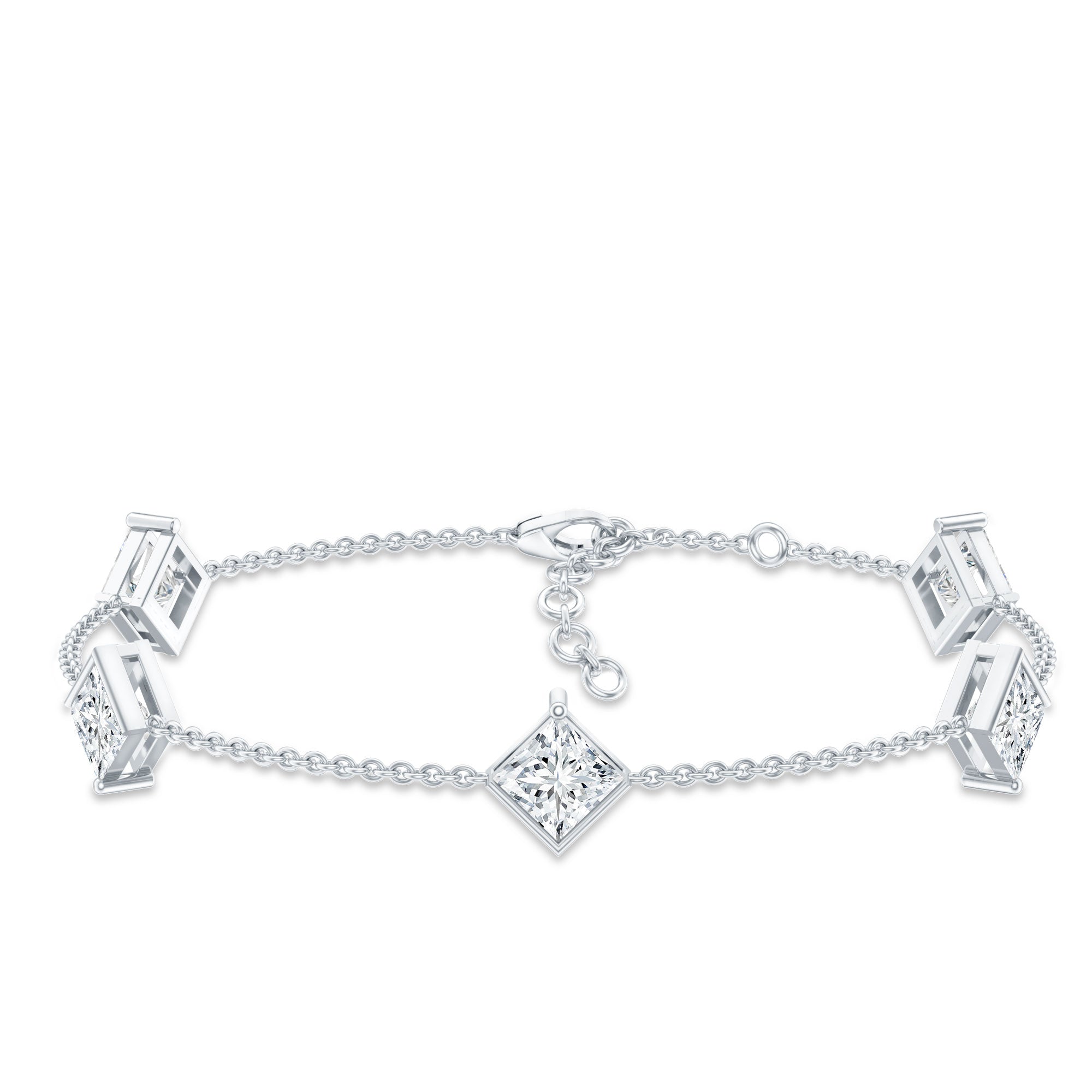Certified Princess Cut Lab Grown Diamond Wedding Chain Bracelet Lab - ( EF-VS ) - Rosec Jewels