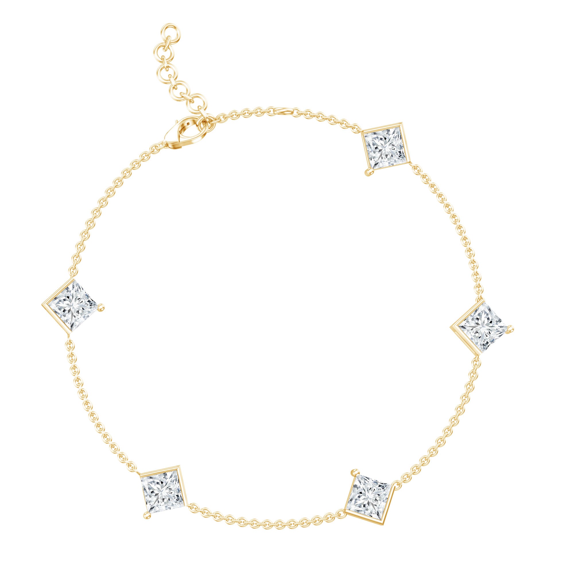 Certified Princess Cut Lab Grown Diamond Wedding Chain Bracelet Lab - ( EF-VS ) - Rosec Jewels