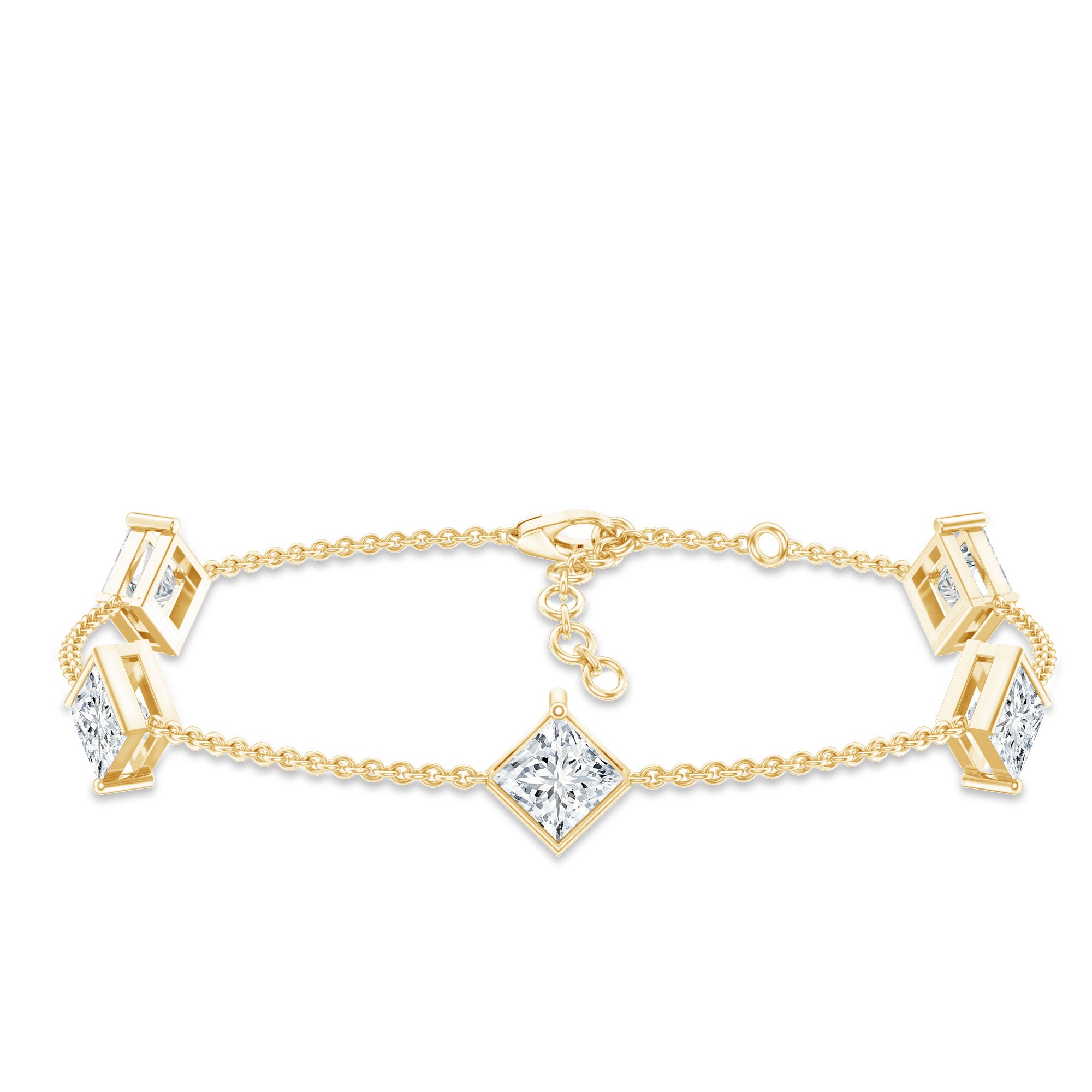 Certified Princess Cut Lab Grown Diamond Wedding Chain Bracelet Lab - ( EF-VS ) - Rosec Jewels