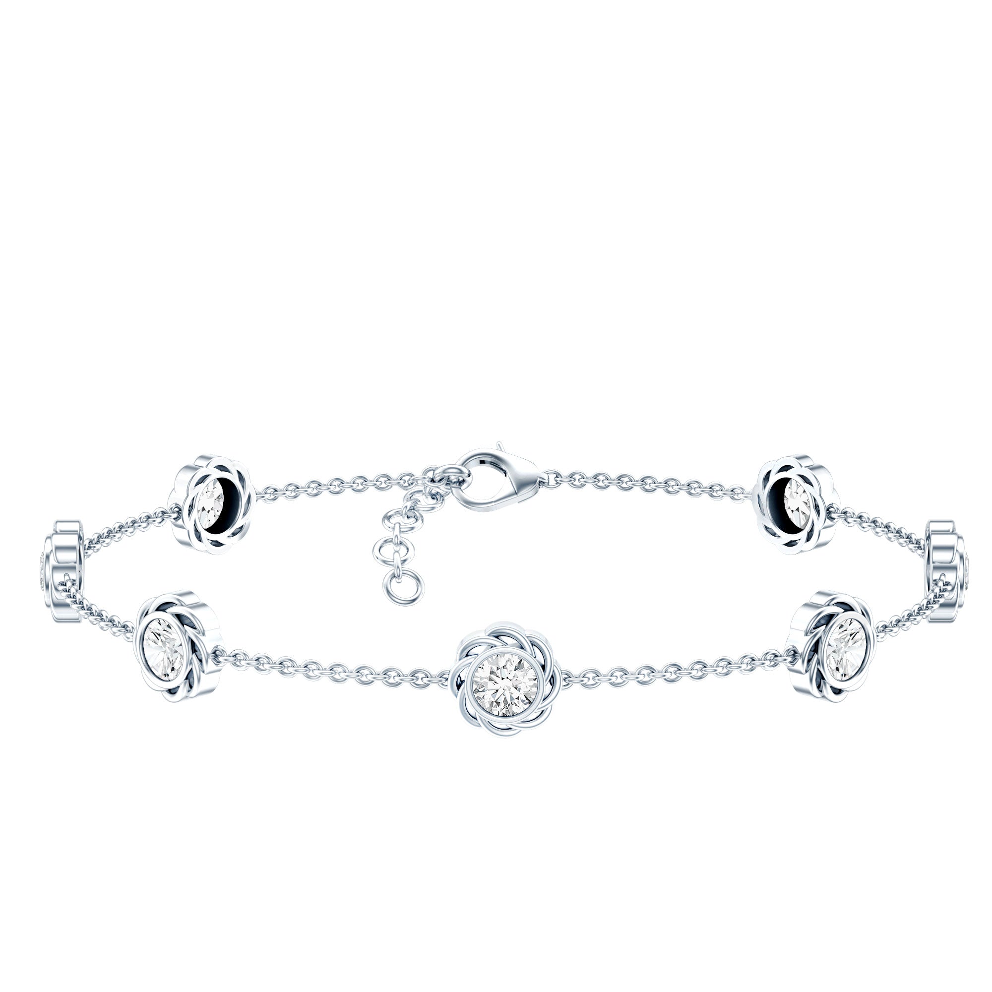 Lab Grown Diamond Station Chain Bracelet