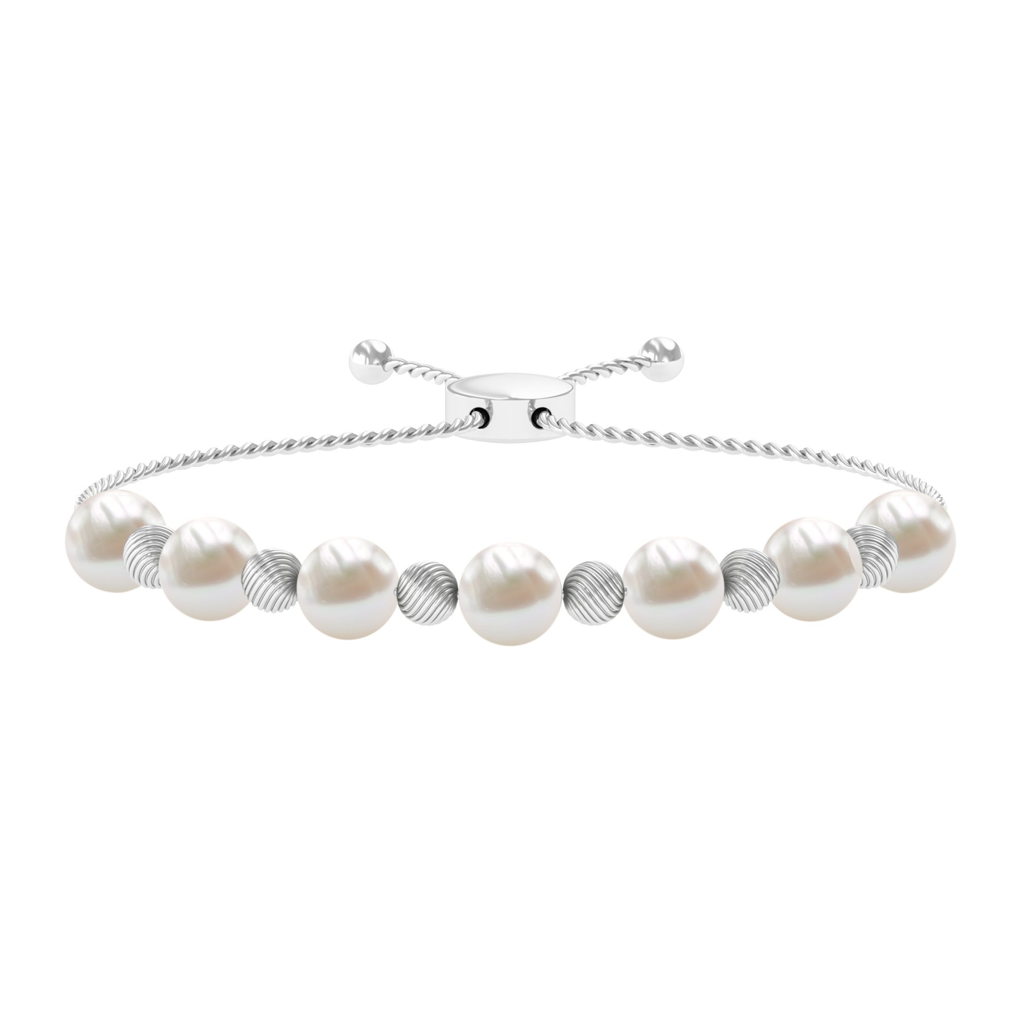 Freshwater Pearl Bolo Chain Bracelet with Beaded Design