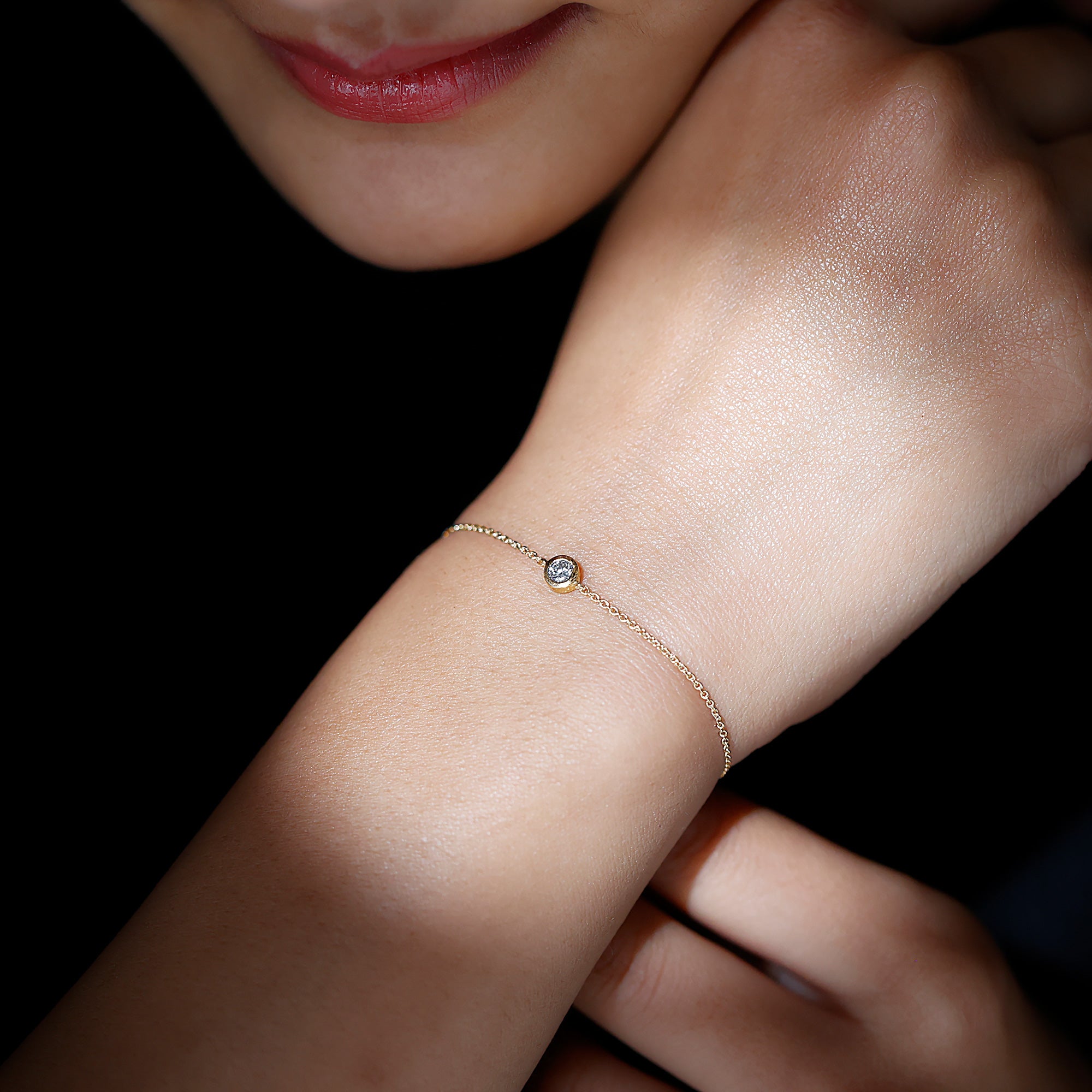 Bezel Set Lab Grown Diamond Solitaire Bracelet Lab - ( EF-VS ) - Rosec Jewels