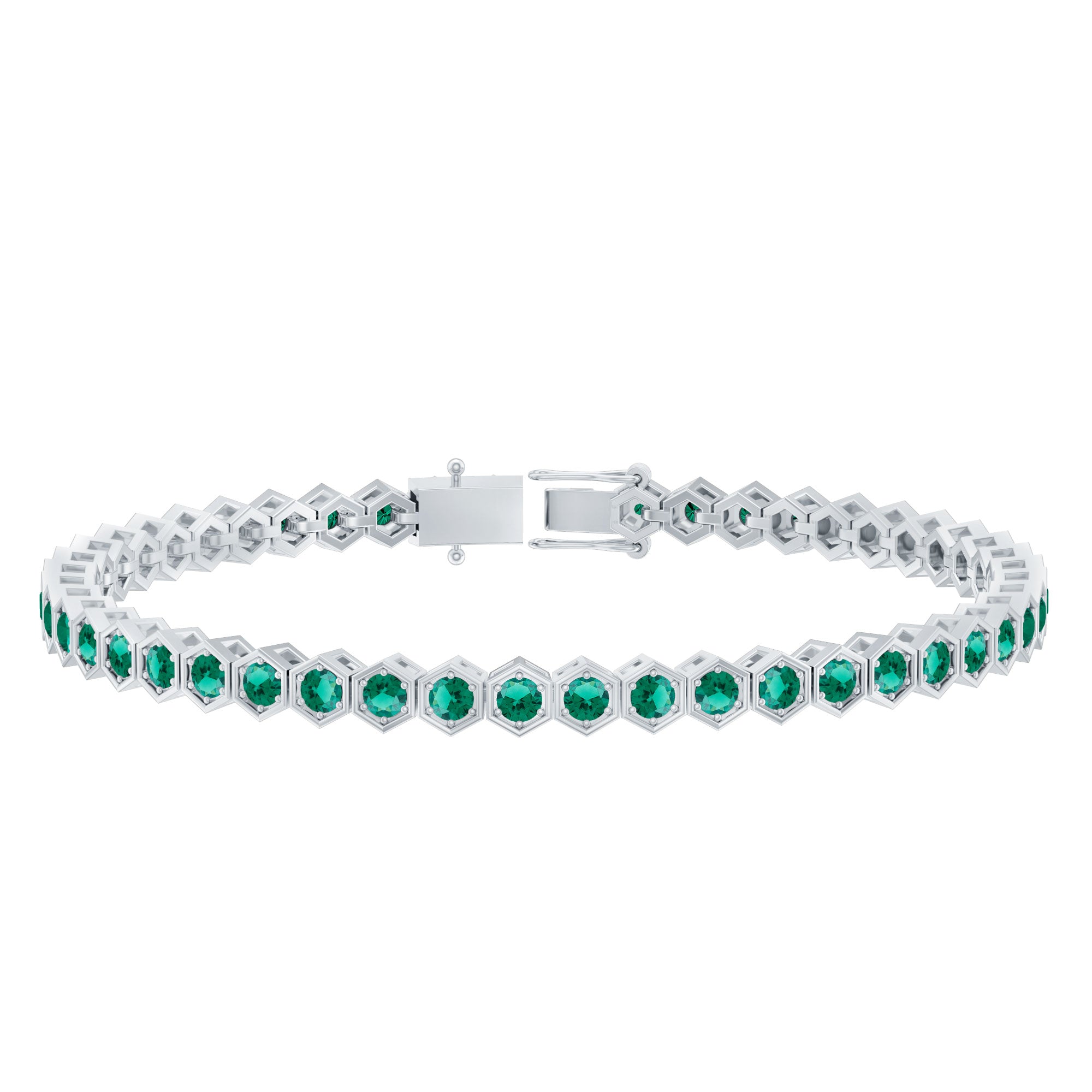 Certified 5.64 Carat Lab Grown Emerald Hexagon Tennis Bracelet for Women AAAA - Rosec Jewels