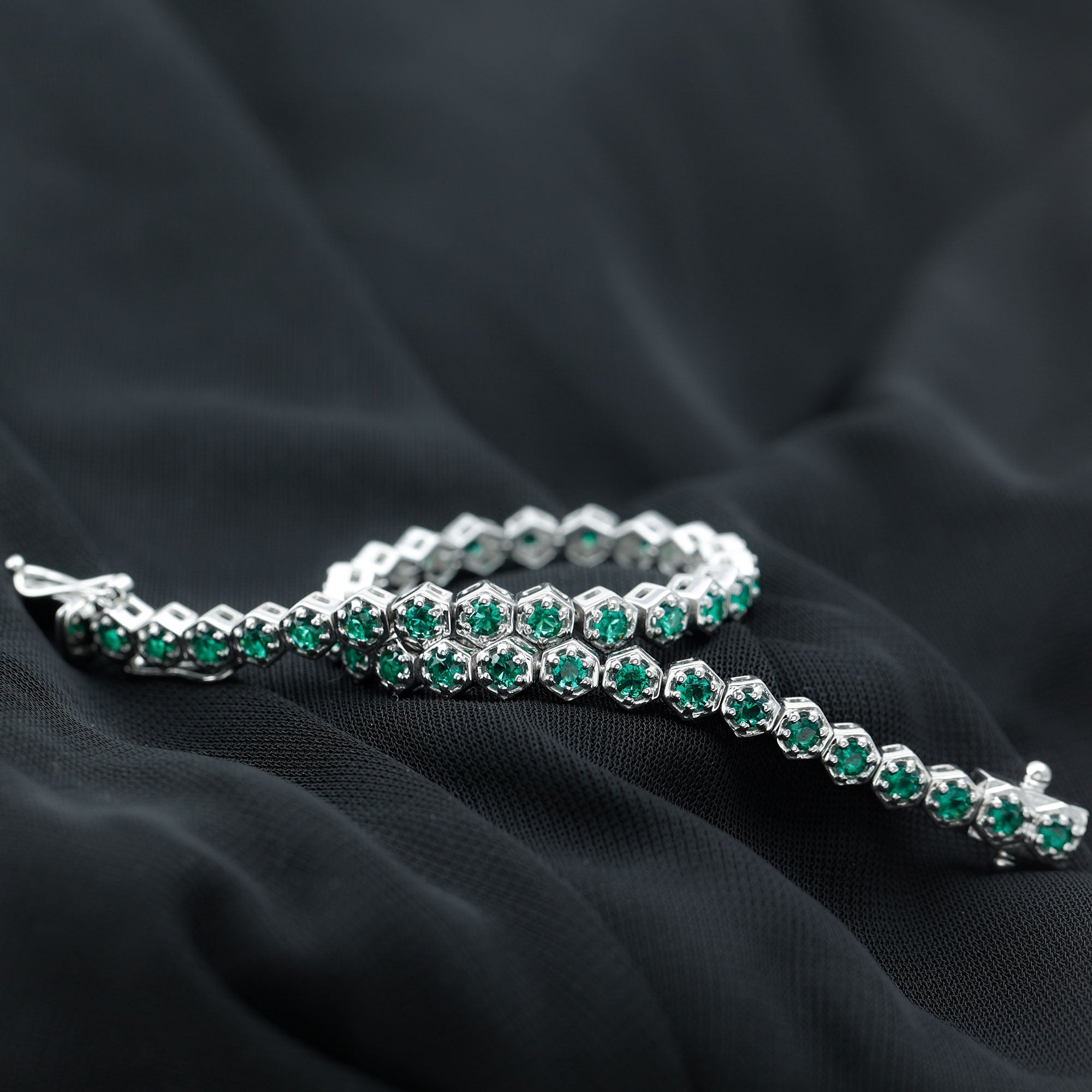 Certified 5.64 Carat Lab Grown Emerald Hexagon Tennis Bracelet for Women AAAA - Rosec Jewels