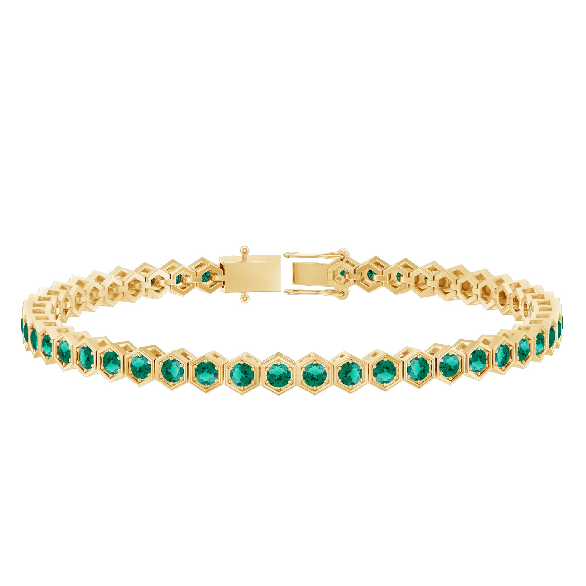 Certified 5.64 Carat Lab Grown Emerald Hexagon Tennis Bracelet for Women AAAA - Rosec Jewels