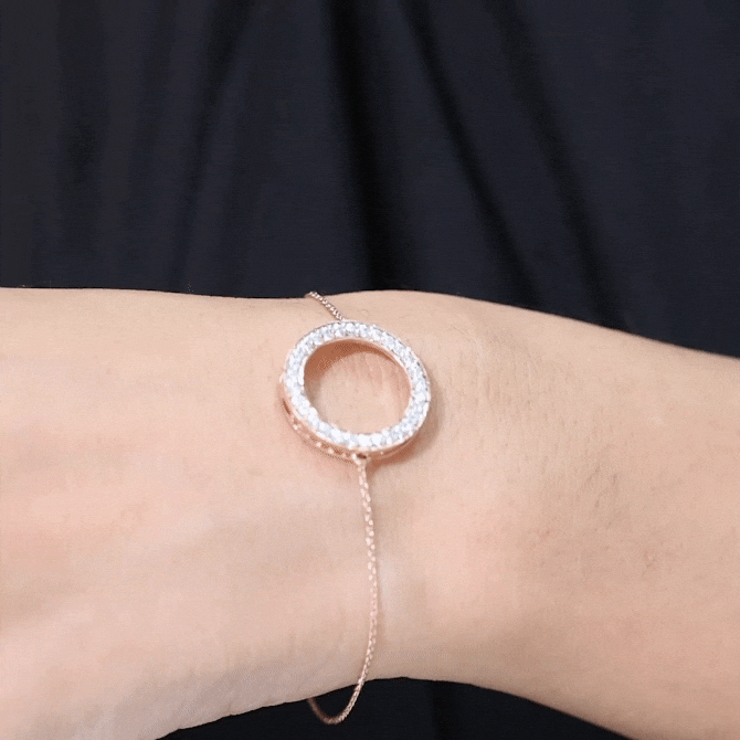 Cubic Zirconia Open Circle Chain Bracelet AAAA - Rosec Jewels
